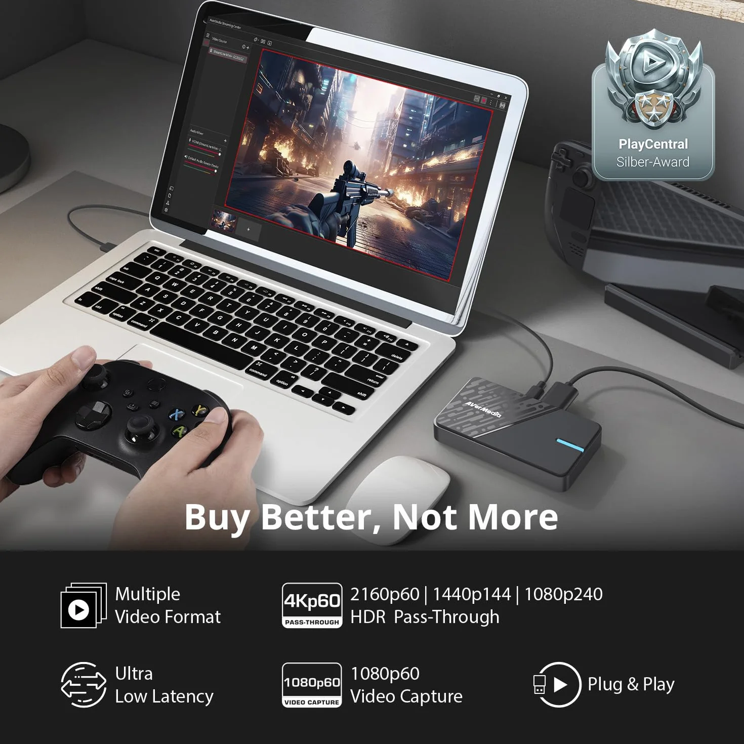 AVerMedia Tarjeta de Captura para Streaming, Paso Directo 4K60 HDR, Grabación de Vídeo 1080p60, Streaming de Juegos de Latencia Ultra Baja para Switch 2, Xbox, PS5, PC en Twitch, OBS, Win11, Mac