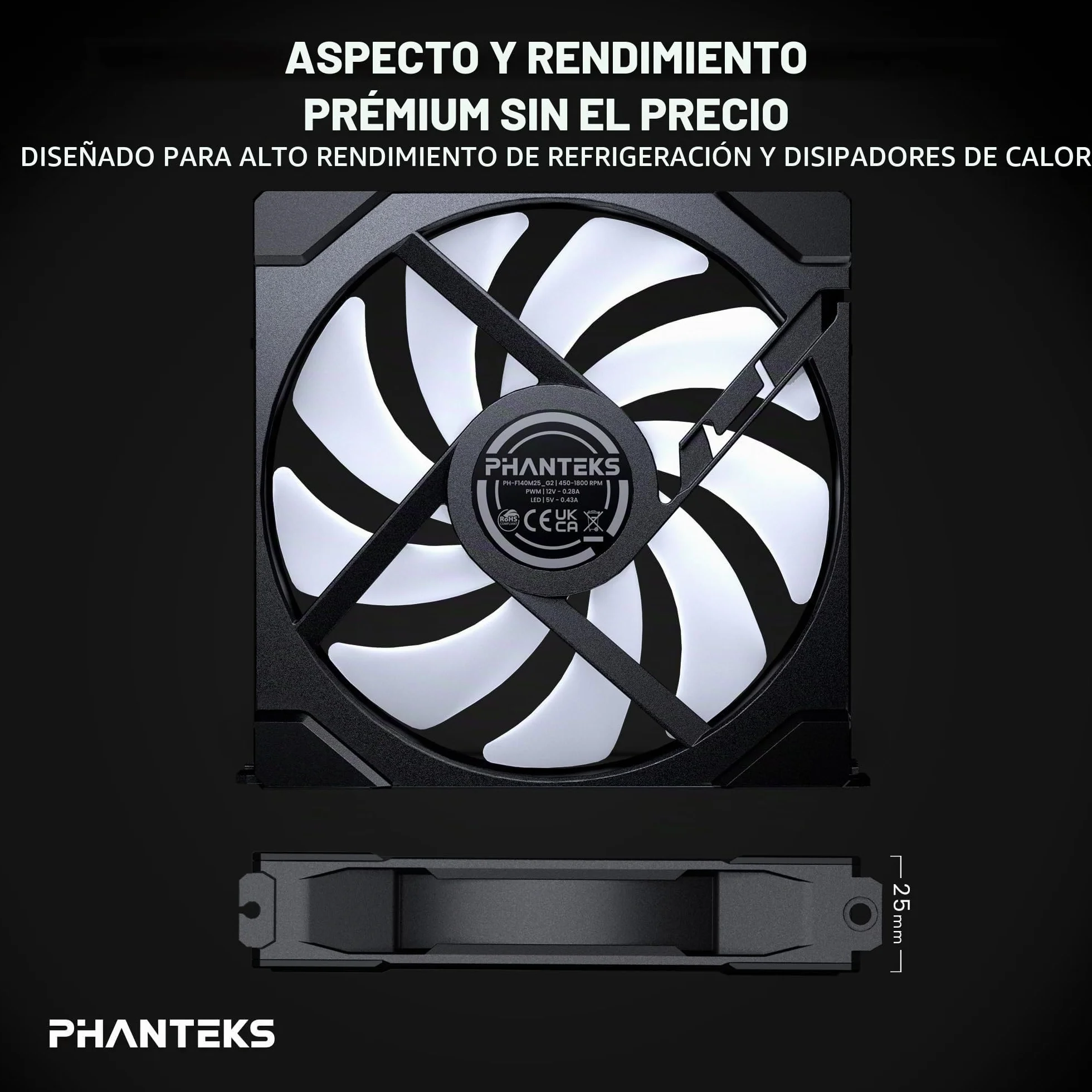 PHANTEKS M25 Gen2 PWM D-RGB L?fter 3er-Pack - Reverse Blade, 140mm, schwarz