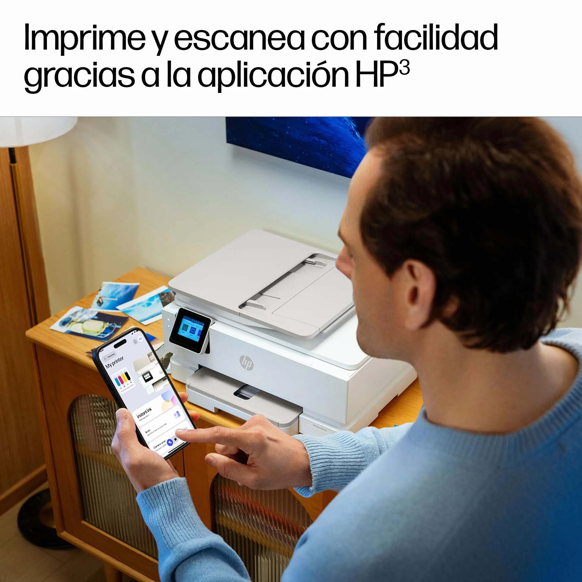 HP Envy Photo 7930, Impresora multifunción de inyección de Tinta A4 a Color, Wi-Fi Doble Banda, impresión automática a Doble Cara, ADF de 35 Hojas, Bandeja para Fotos, 6 Meses de Instant Ink