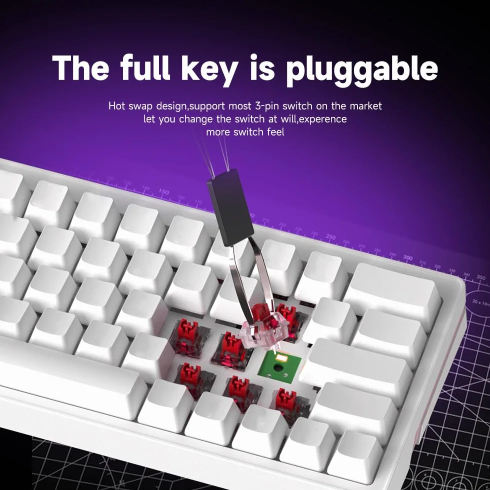 abucow 60% teclado mecánico para juegos, teclado compacto con cable con interruptores marrones, retroiluminación RGB, anti-ghosting, sin conflictos 63 teclas intercambiables (negro-gris)