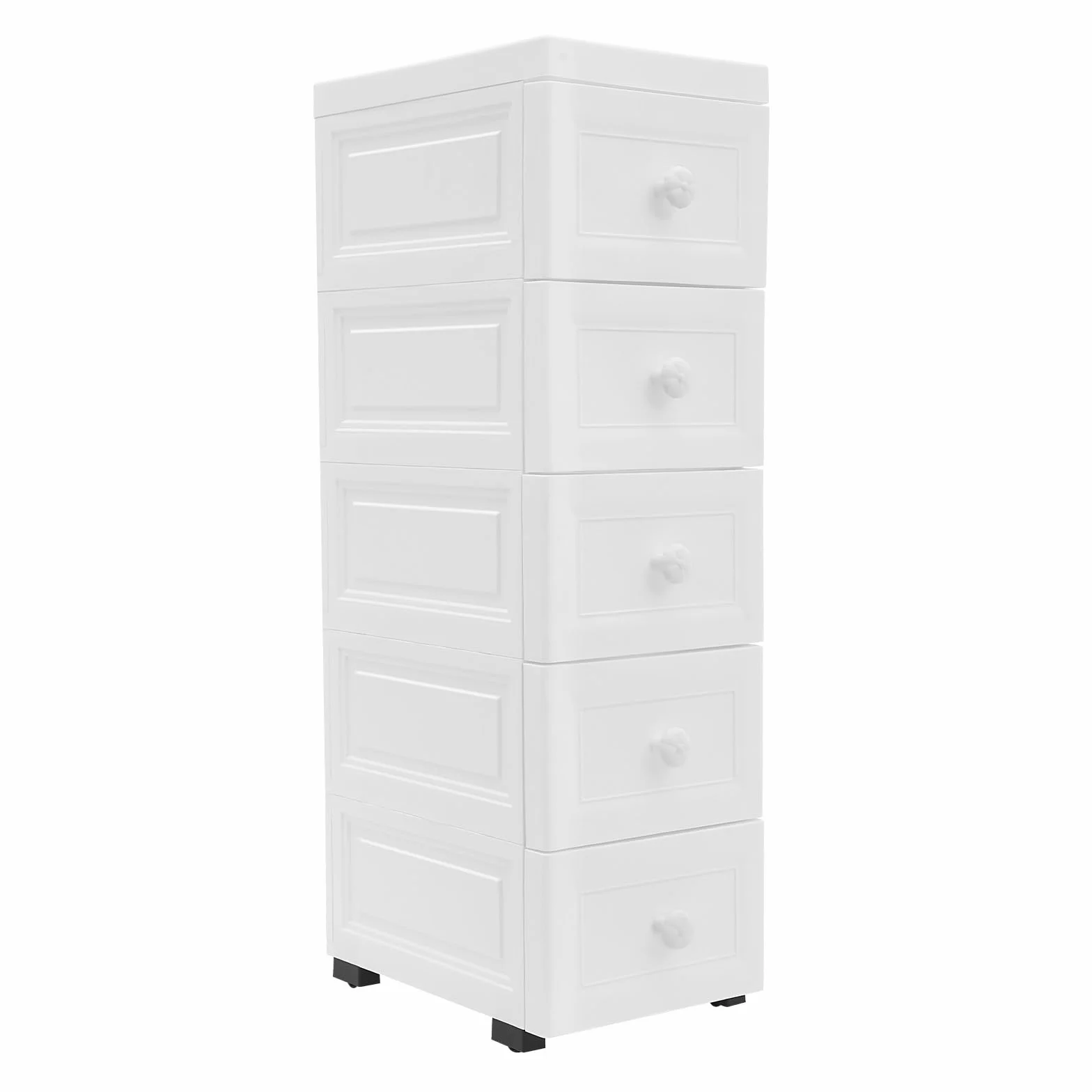 Armario baño 5 cajones plástico PP resistente al agua 25 x 32 x 82 cm blanco
