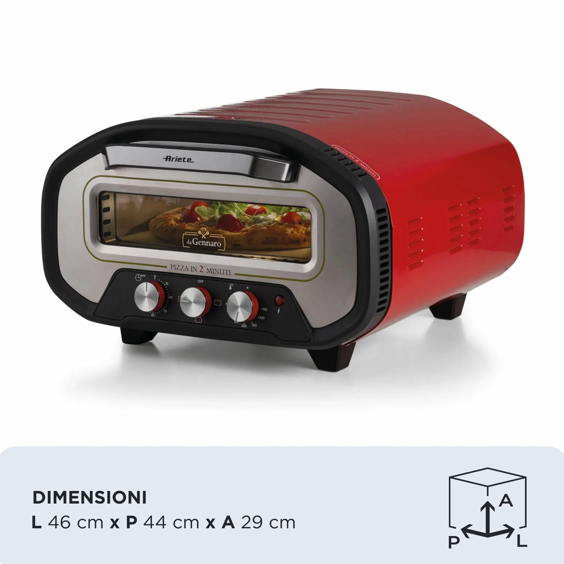 Ariete 3901 Da Gennaro Horno para pizza 2200 W 430 °C piedra refractaria rojo