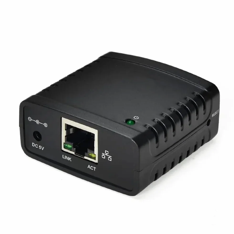 Servidor de Impresión USB 2.0 LRP Compartir una Red LAN Ethernet Impresoras Adaptador de Corriente HUB USB Servidor de Impresión de 100 Mbps Enchufe UE