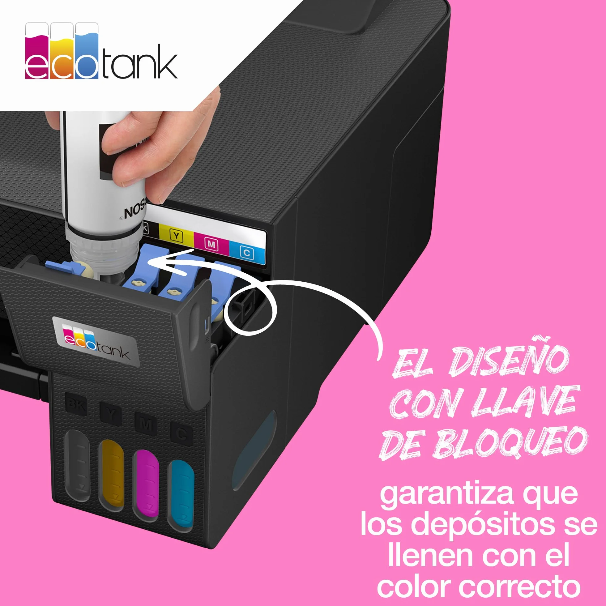 Botellas de tinta originales EcoTank de la serie 104 de Epson - Colores cian, magenta, amarillo y negro