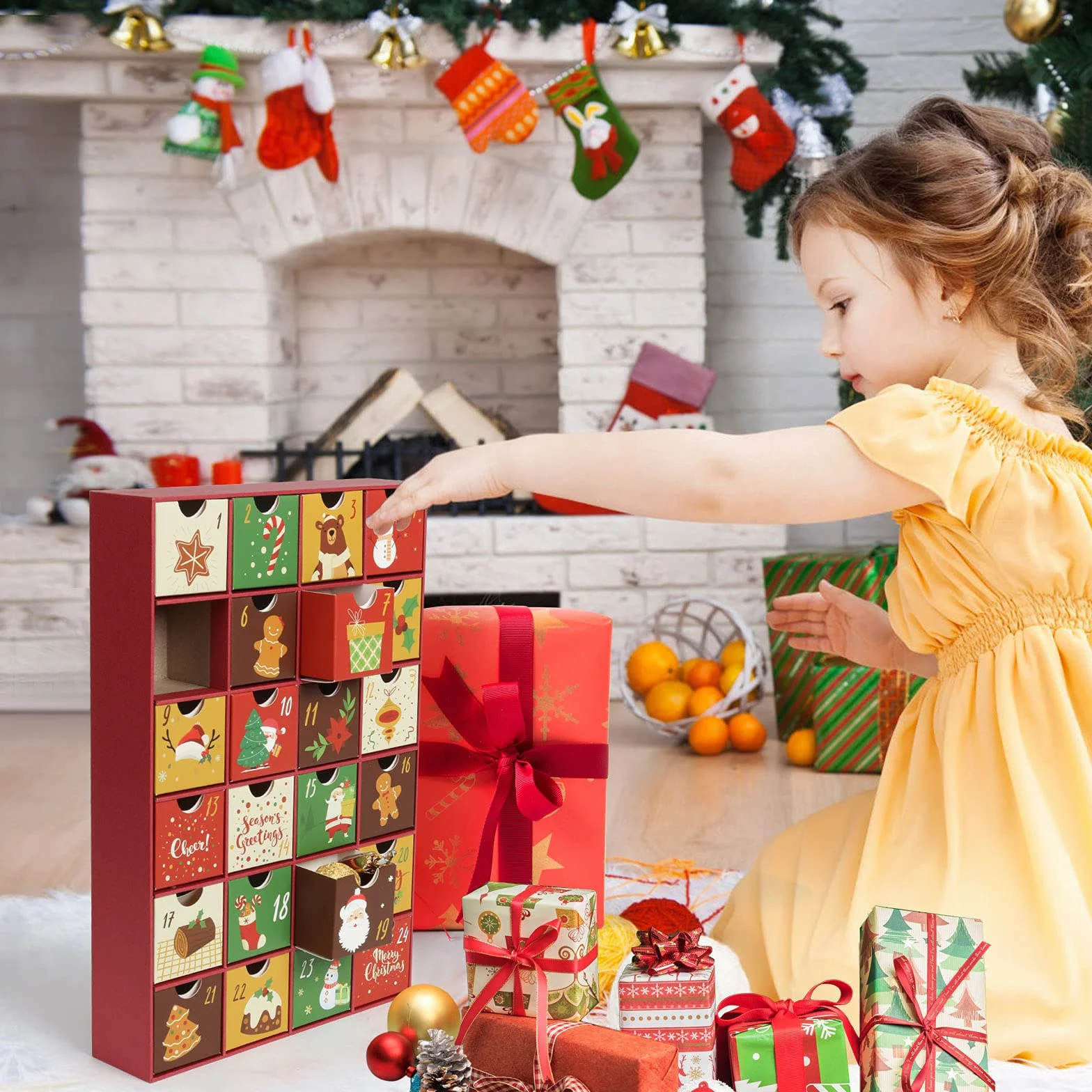LEMESO 24 Cajas de Calendario de Adviento de Cartón para Rellenar con Números 1-24