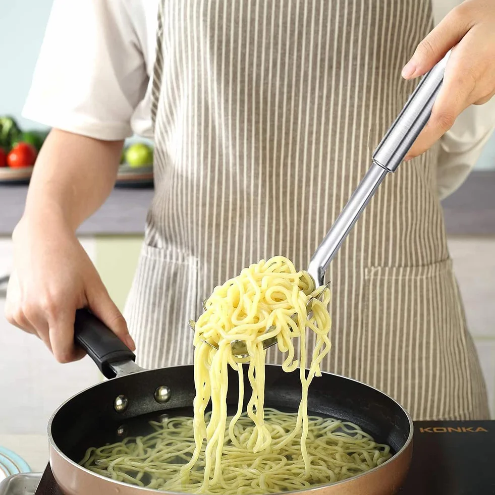 Spaghettilöffel Edelstahl poliert 32 cm ergonomischer Griff spülmaschinengeeignet