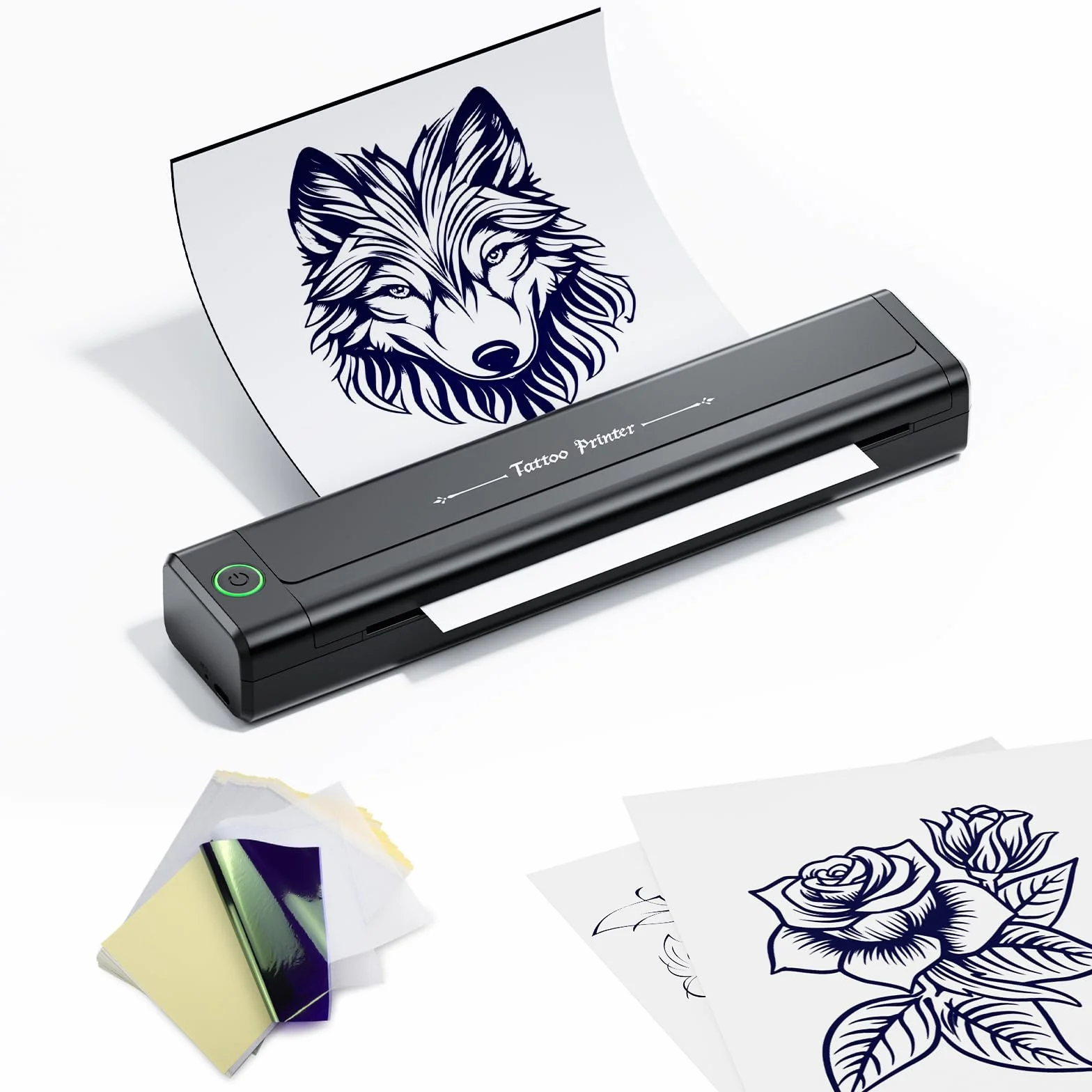 TATELF Termocopiadora Tattoo Bluetooth, Impresora Térmica para Tatuajes con 10 Hojas de Papel, Kit Completo para Artistas y Principiantes, Alta Precisión y Uso Fácil