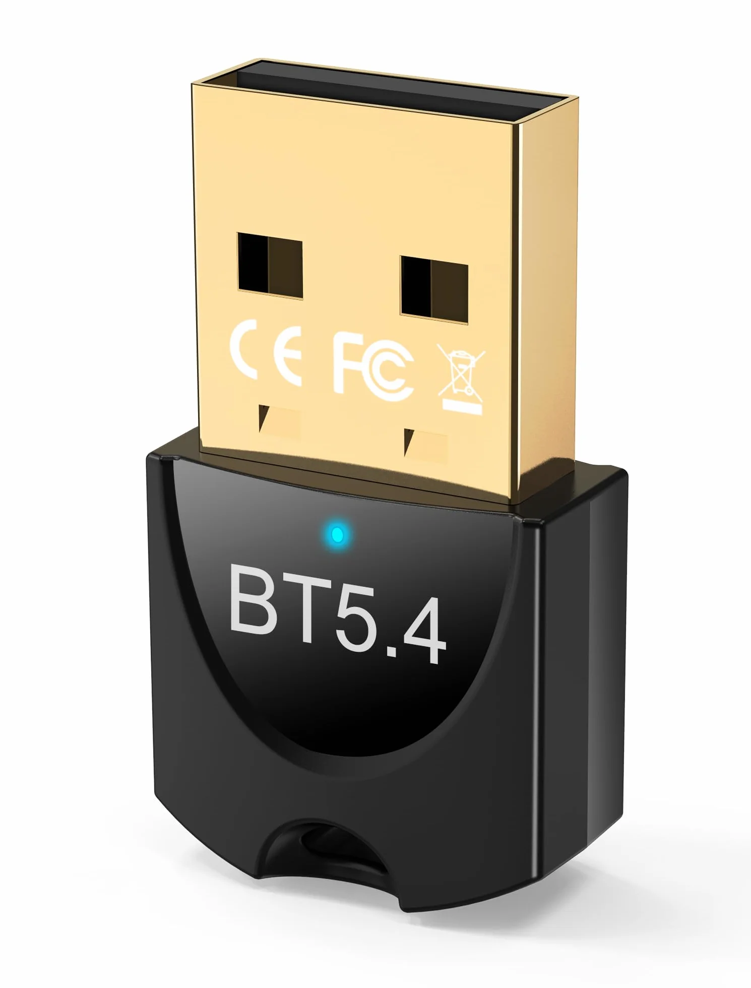 Adaptador Bluetooth USB 5.4 para PC, gliship Dual Mode Bluetooth Dongle (BLE+EDR) Plug & Play, adaptador Bluetooth de hasta 7 dispositivos, compatible con Windows 11/10/8.1 PC mouse teclado