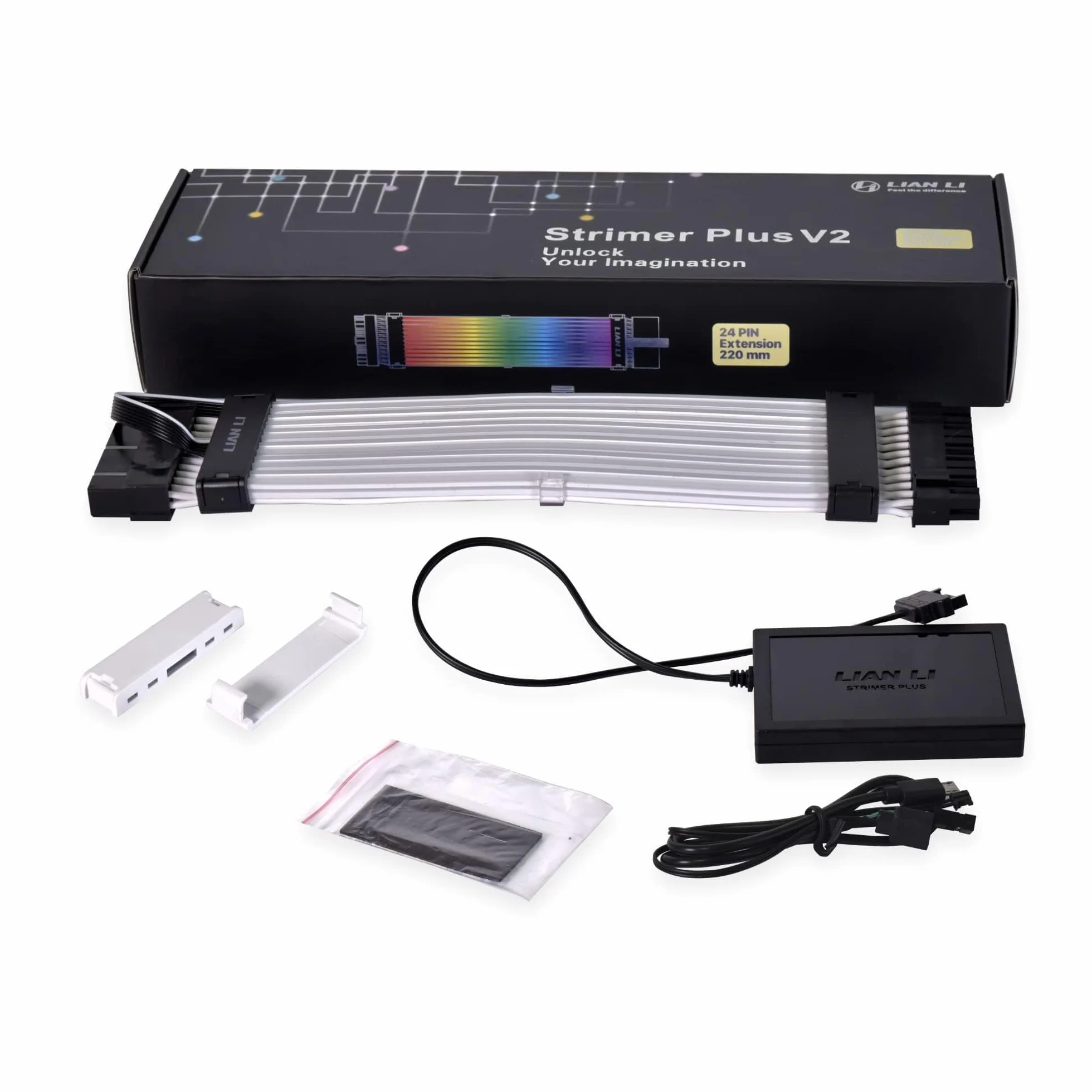 Lian-Li Strimer Plus V2 24-Pin RGB Mainboardkabel, para Ordenador personal (PW24-PV2 Black)
