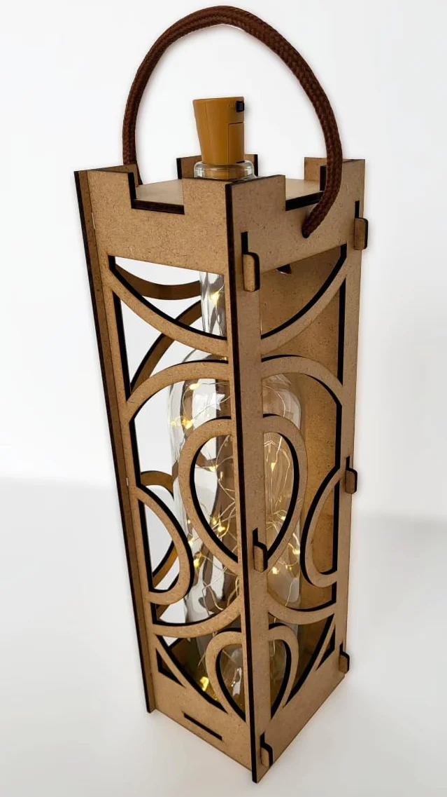 Estuche Botella Vino Madera Diseño Moderno Regalo Aniversario Día del Padre Cena Amigos