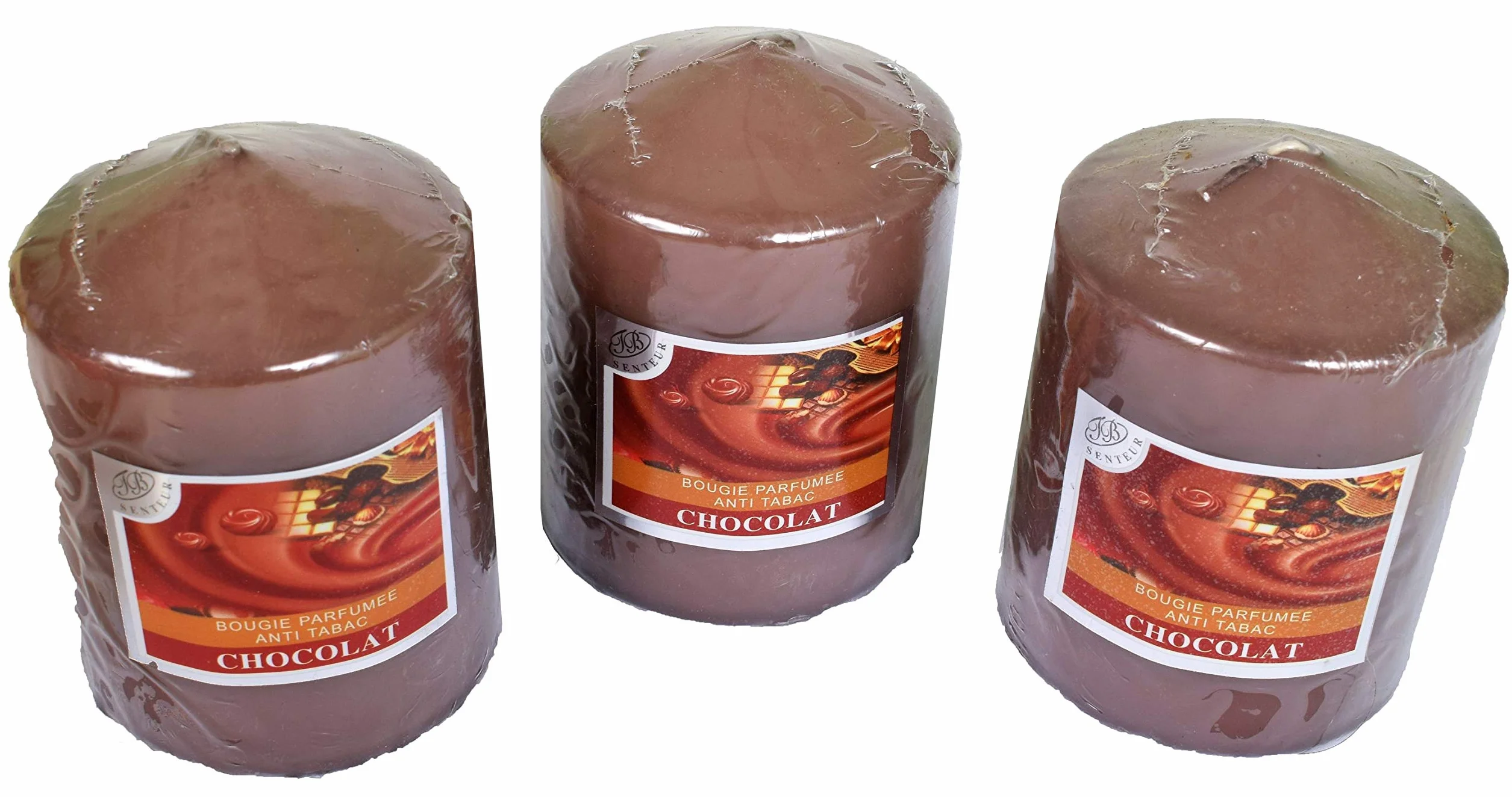 Velas votivas decorativas perfumadas antitabaco Chocolate 7,5x10 cm 40 h Lote 3