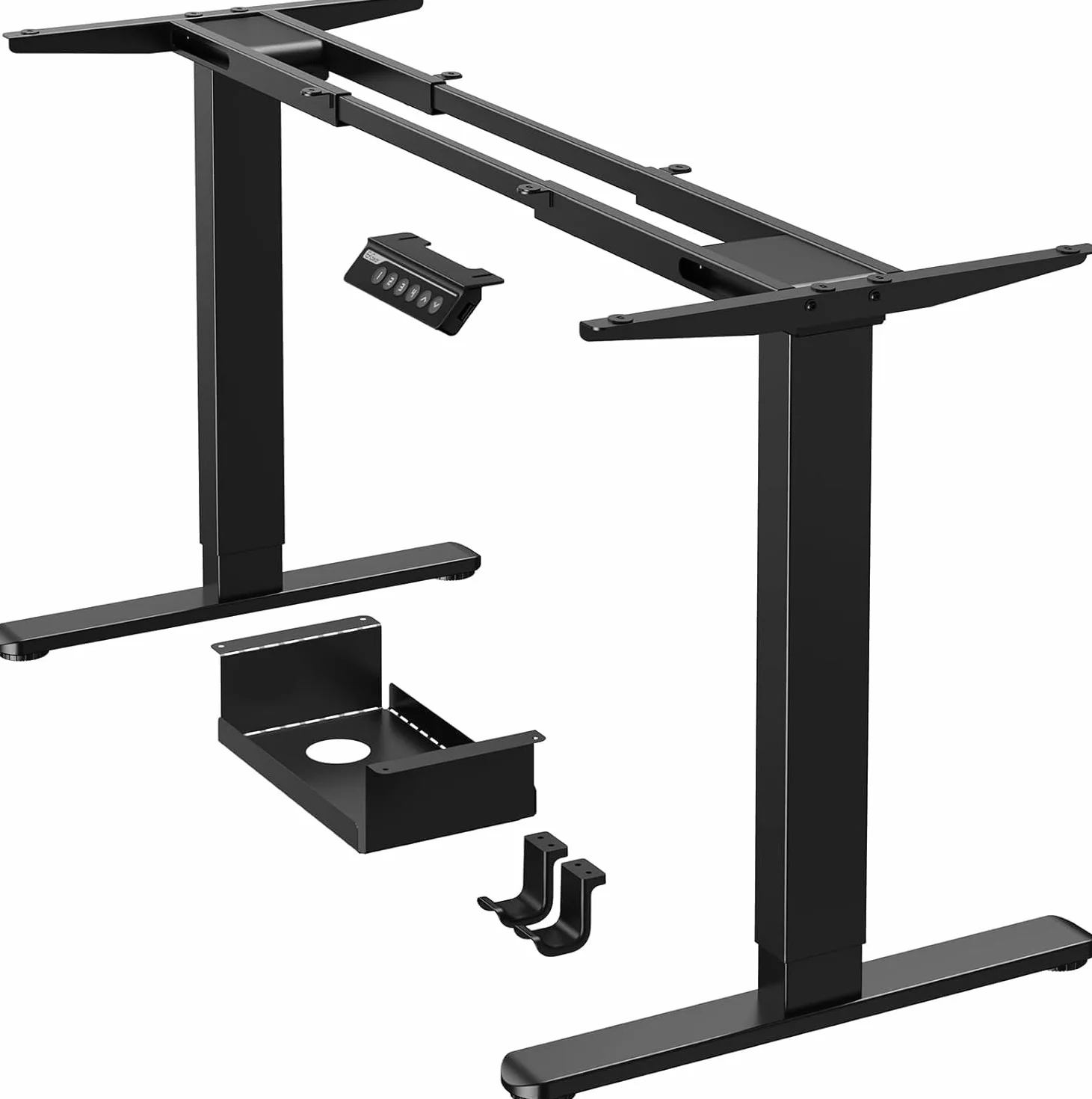 ErGear Escritorio Elevable, Marco con Patas Eléctricas de Ajuste de Altura Dual Motor, Mesa Escritorio Elevable con 4 Controles de Memoria para Oficina en Casa, Soporta hasta 120 kg (Negro)