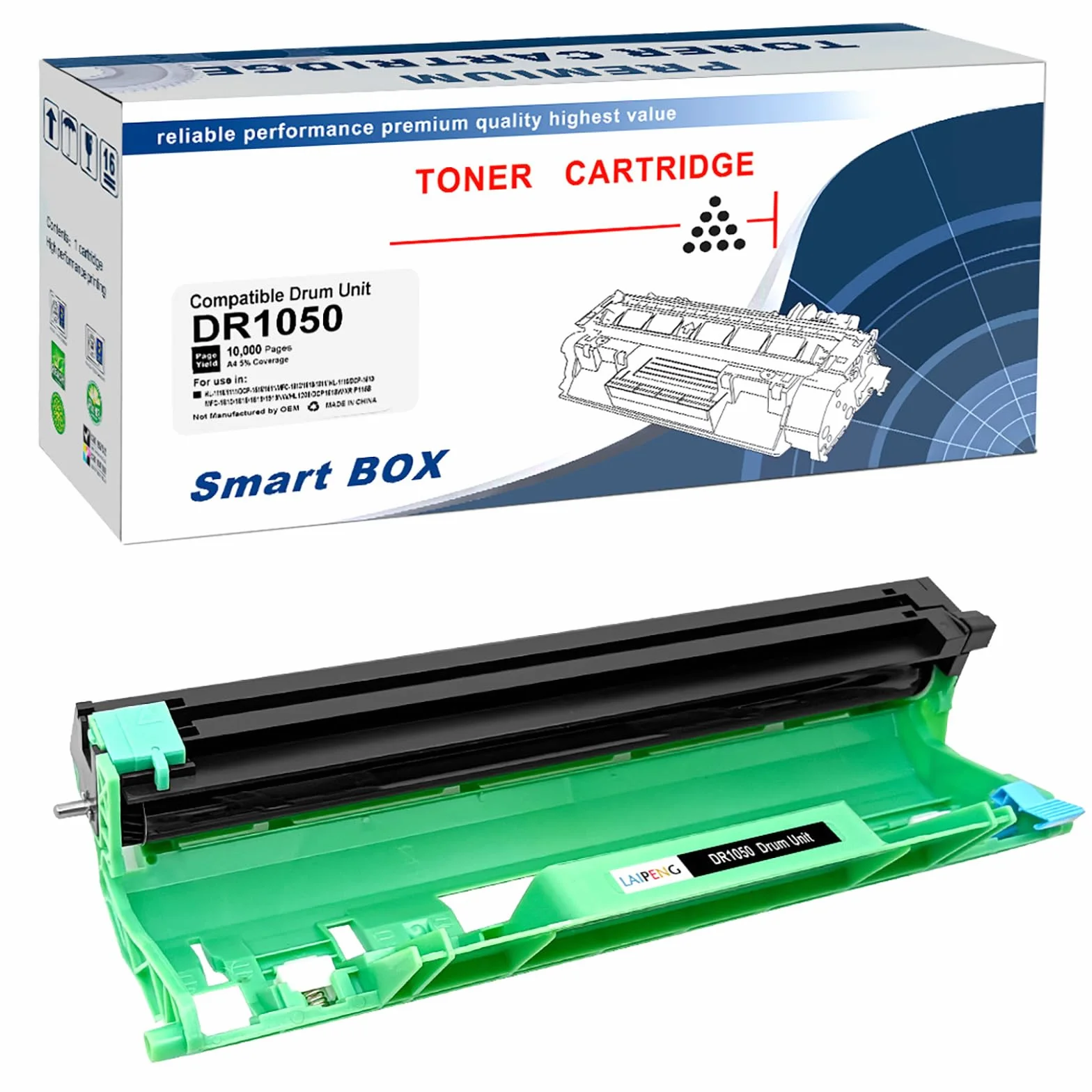 Compatible DR-1050 DR1050 Cartucho de Tambor 10000 Páginas para Brother HL-1110 HL-1112 HL-1210W HL-1212W HL-1112A DCP-1510 DCP-1512 DCP-1610W DCP-1612W MFC-1810 MFC-1910W Impresoras (Tambor)