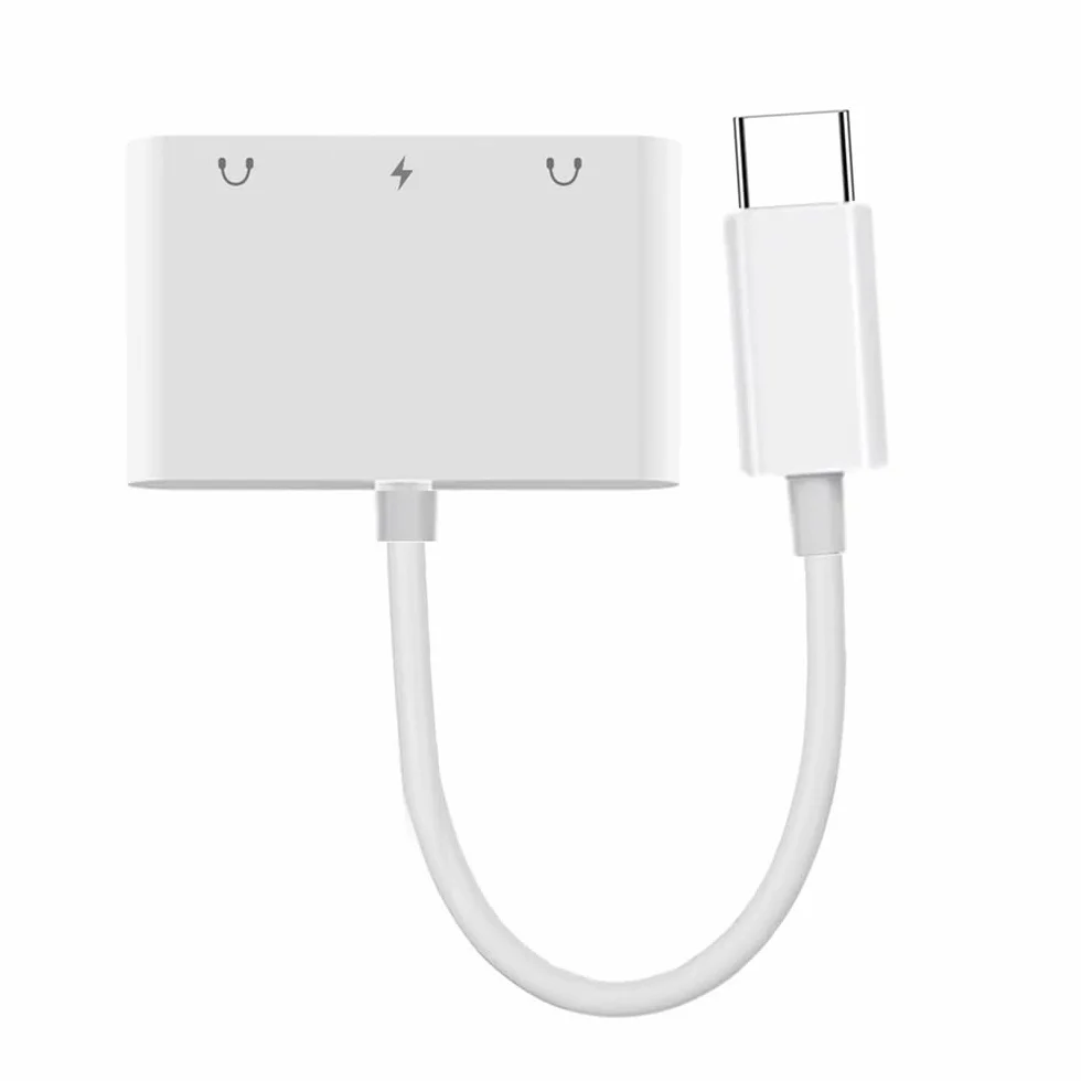 Cablcc Tarjeta de sonido USB-C tipo C a doble audio AUX y MIC de 3,5 mm con adaptador de carga de alimentación PD compatible con teléfonos portátiles y tabletas