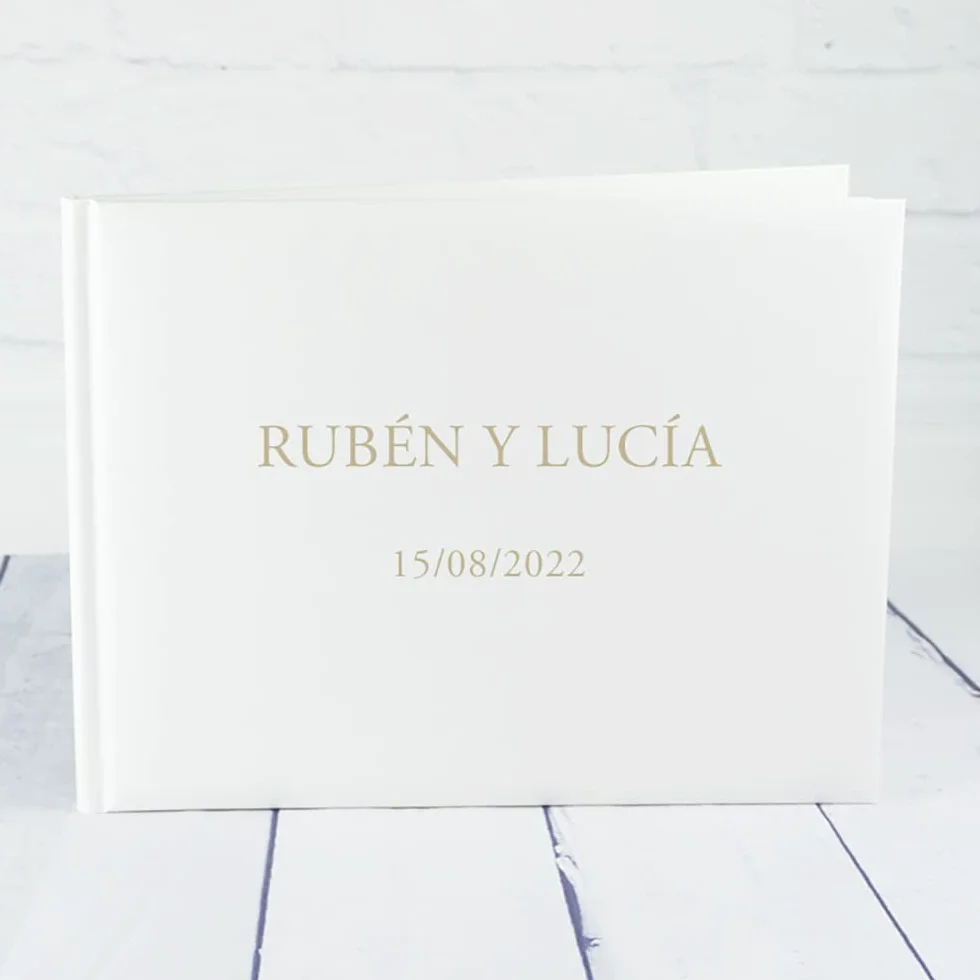 Álbum Personalizado para Libro de Firmas | Cubierta Rígida Blanca | Libro de Visitas para Bodas | 27 x 21 cm | 40 Páginas