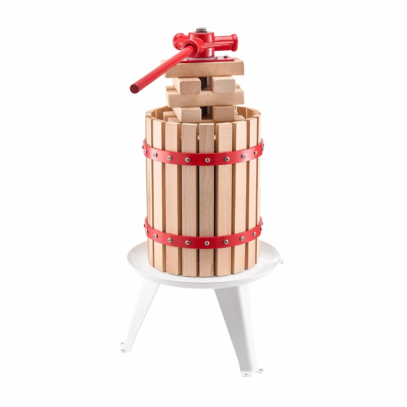 VEVOR Prensa de Vino de Frutas 6 L, Cesta de Madera Maciza, Exprimidor Manual, para Sidra, Manzana, Uva