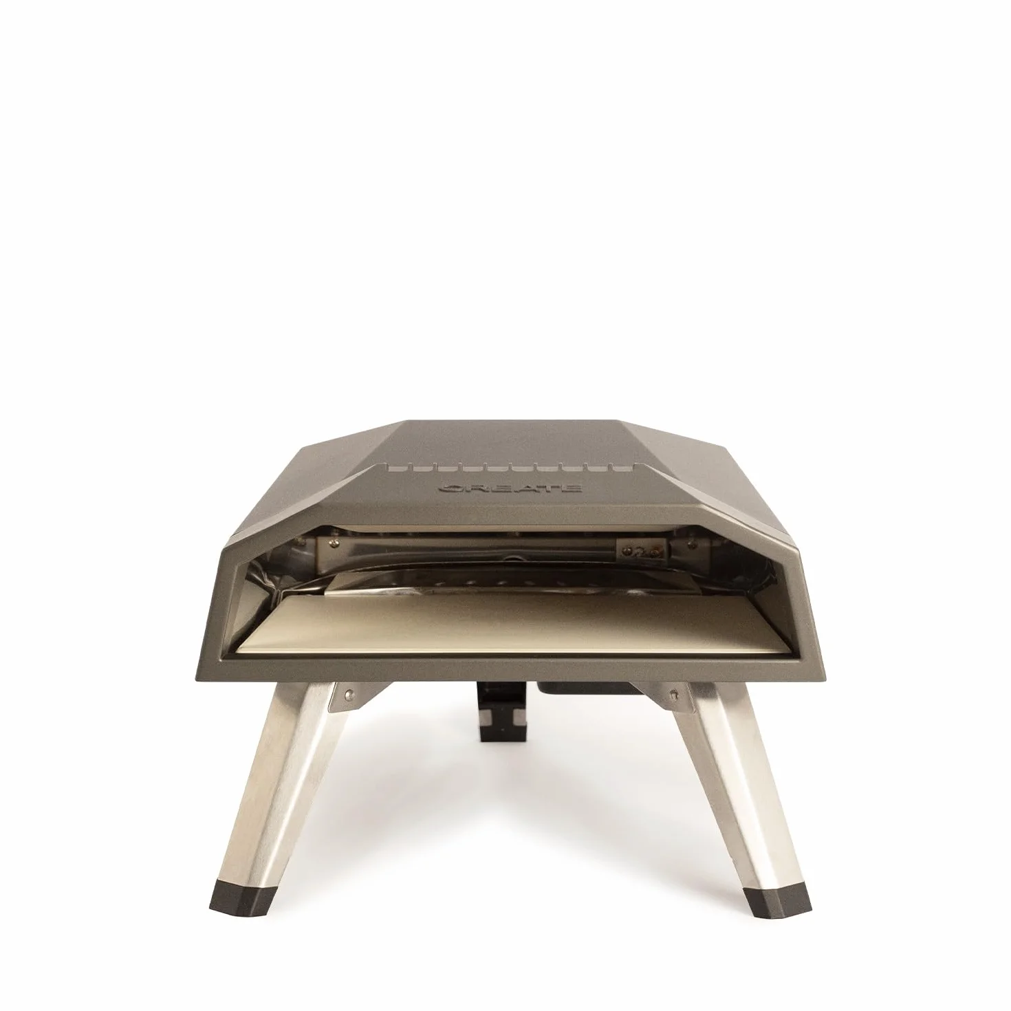 Horno de gas para pizzas portátil 12" Acero inoxidable y piedra patas plegables Flame-Out 500°C 30cm