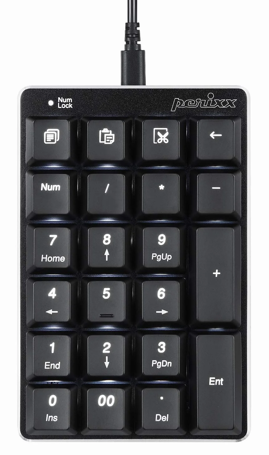 Perixx PERIPAD-303 Teclado numérico mecánico retroiluminado USB con Cable, tamaño Completo, 22 Teclas