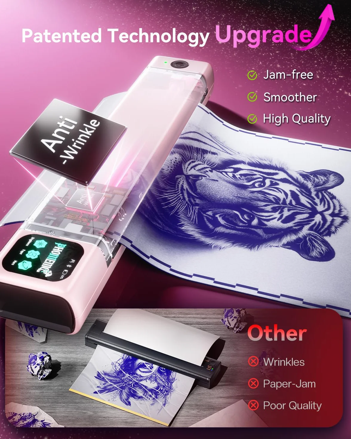 Phomemo M08F Plus AI Termocopiadora Tattoo con Pantalla Táctil - Impresora Termica Tattoo por Transferencia Térmica para Artistas con con diseño IA, Incluye 10 Hojas de Papel de Transferencia