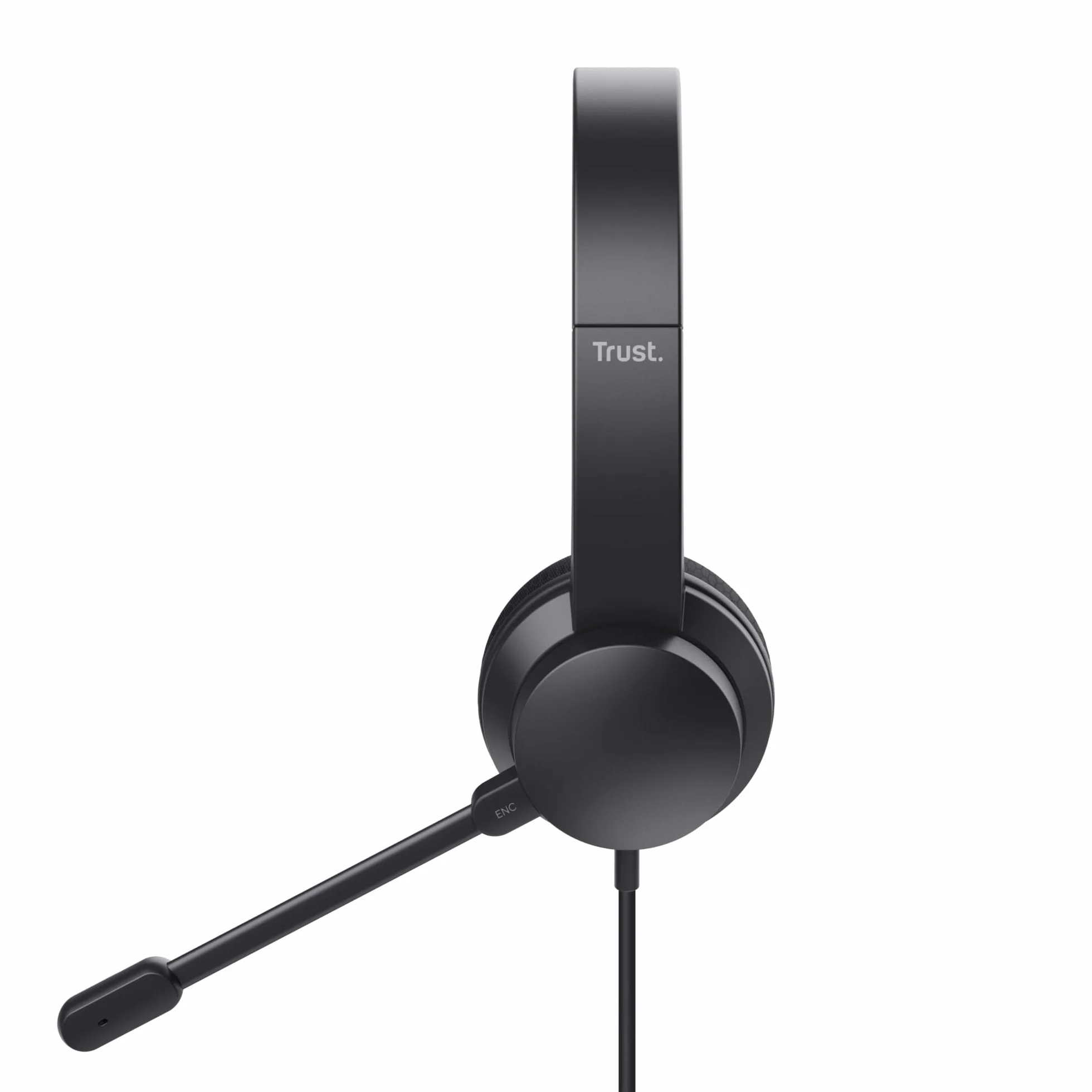 Trust Ayda USB Auriculares con Micrófono PC ENC con Cancelación de Ruido, 65% Plástico Reciclado, Cable 1,8 m, Control de Volumen Supraaural, Cascos On Ear USB-C Ordenador, Portátil, Teams, Negro