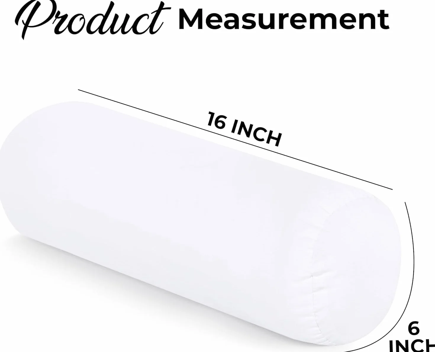 Utopia Bedding Almohada Cilíndrica Fibra Virgen Siliconada 2 Paquete 15x40 cm Blanco