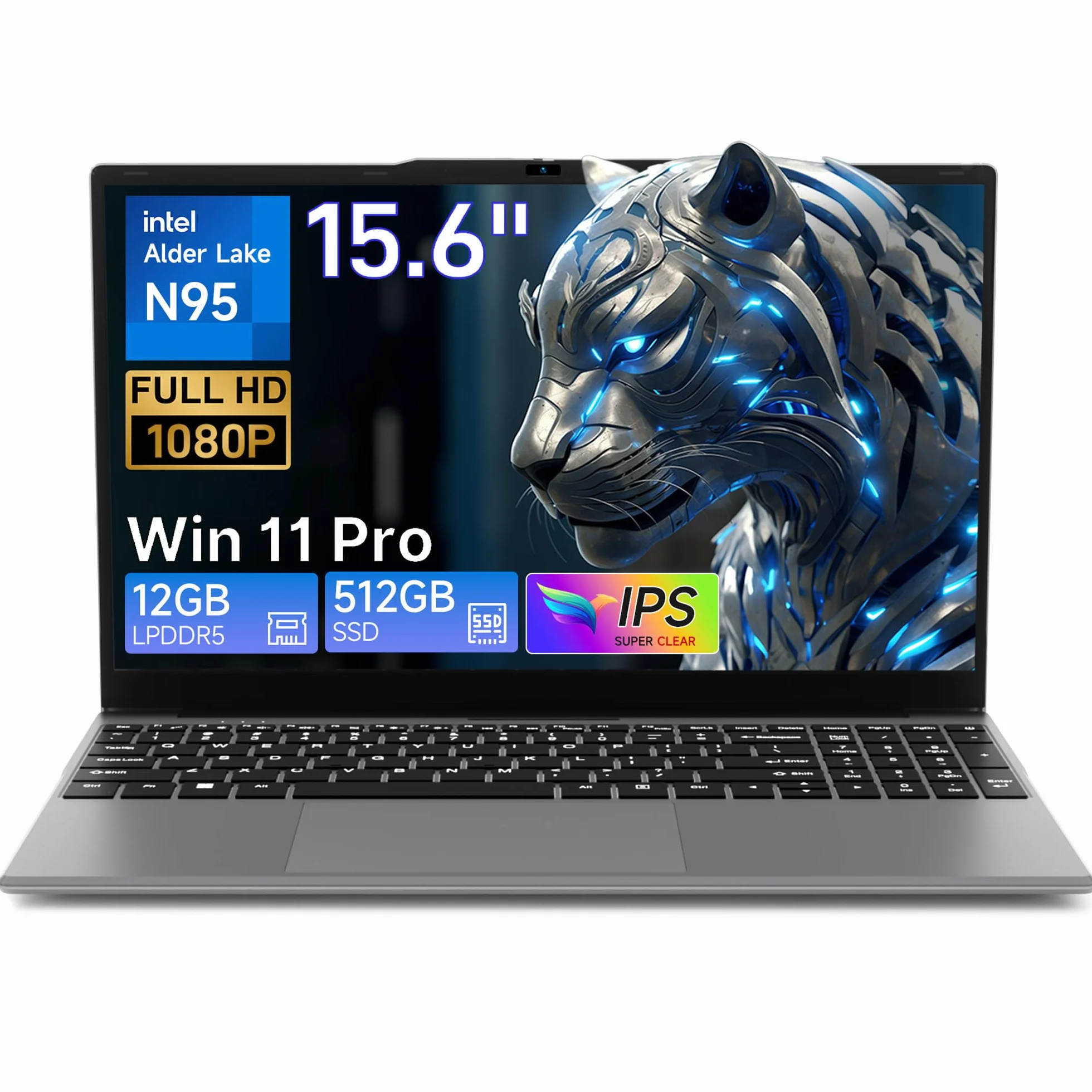 BMAX 15,6 Pulgadas Ordenador Portátil Procesador N95 hasta 3,4 GHz PC Portátil 12GB LPDDR5 RAM 512GB SSD 1920x1080 FHD Notebook Win 11 Laptop USB 3.2x2, WiFi5, Mini HDMI, Película Protectora Español