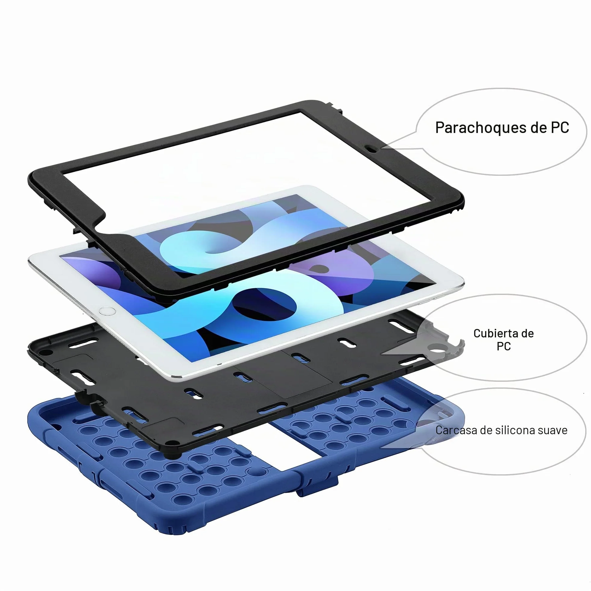 XZC Fidget Sensory Toy Case para iPad 9.7 Pulgadas 5ª/6ª generación 2018/2017/Air 1/Air 2/iPad Pro Push Pop Bubble Case con Soporte para lápiz Kickstand Correa para el Hombro (Azul)
