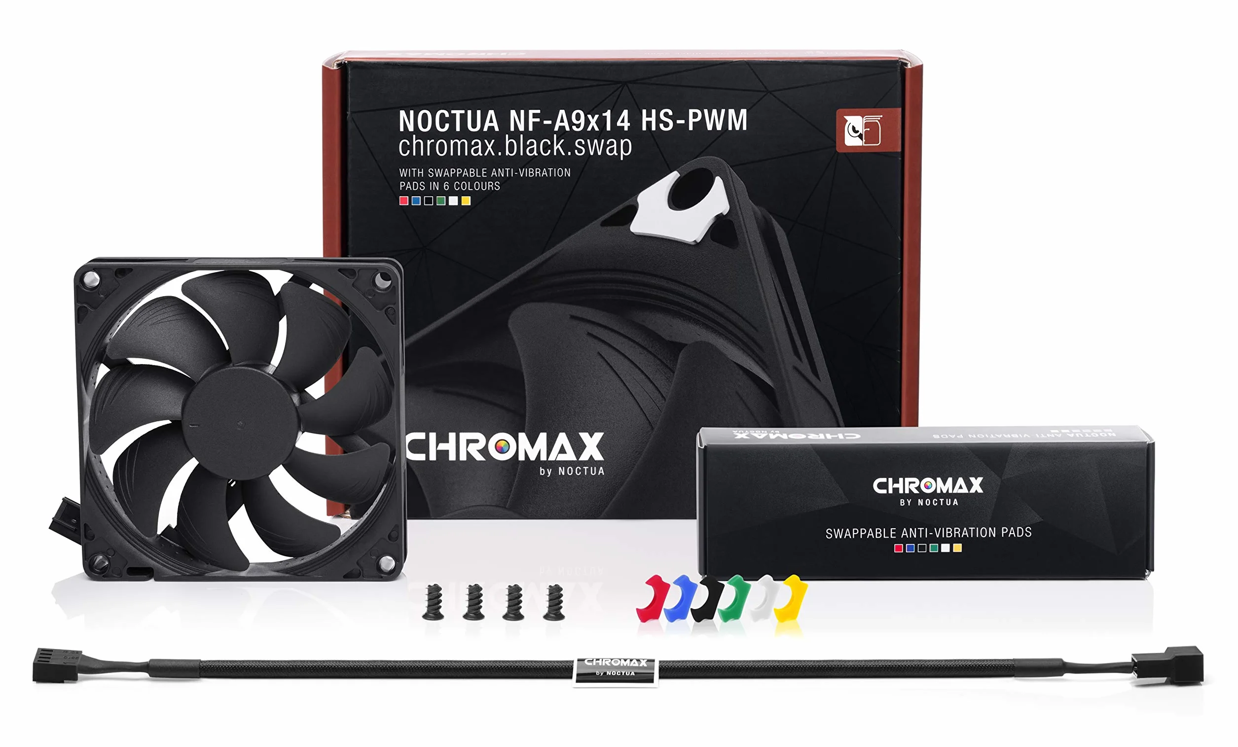 Noctua NF-A9x14 HS-PWM chromax.black.swap, Ventilador Silencioso y Delgado, 4 Pines (92x14 mm, Negro)