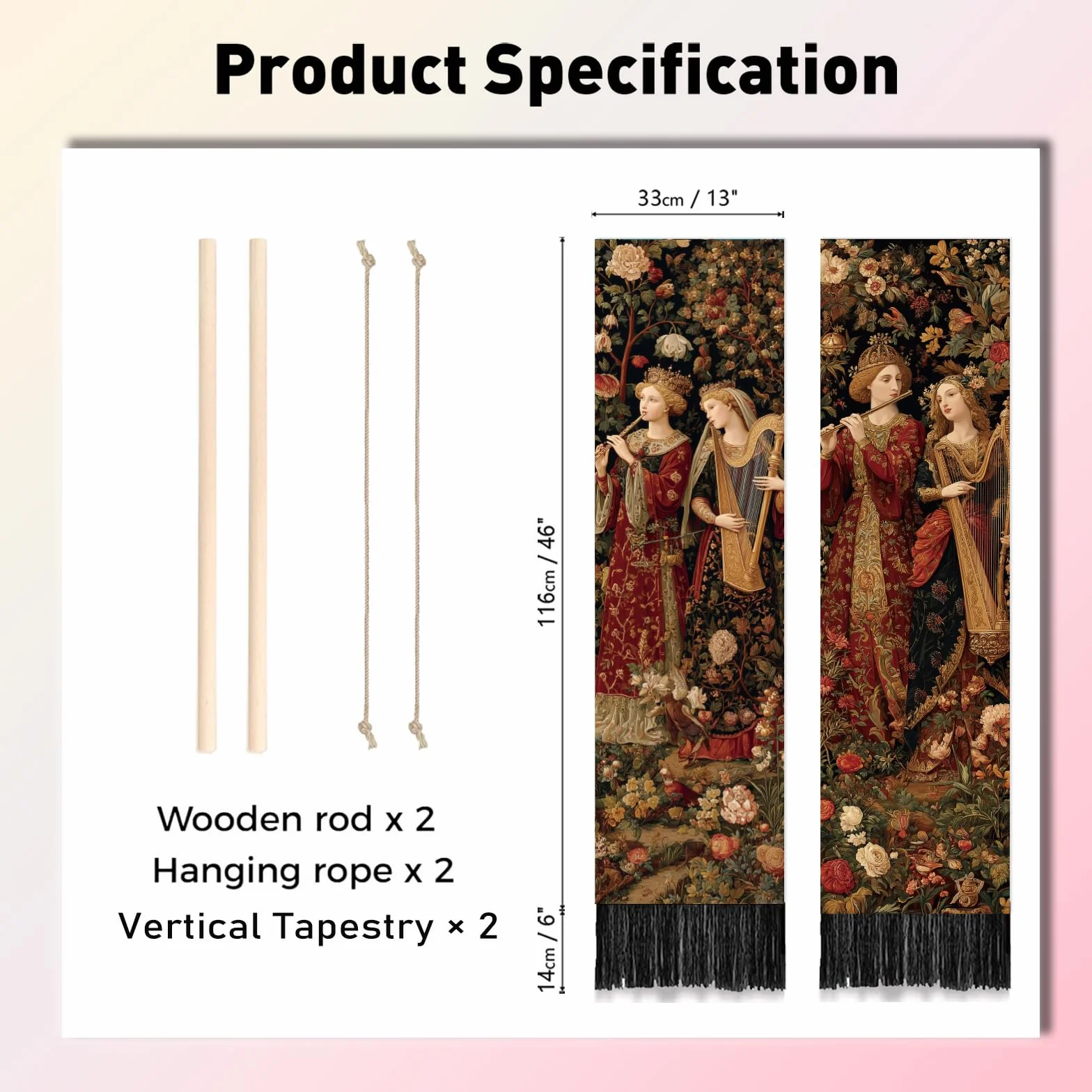 PLIGREAT 2 Paquete Tapiz Medieval con Músicos Retro Colgante de Pared Decorativo Estético para Dormitorio Salón