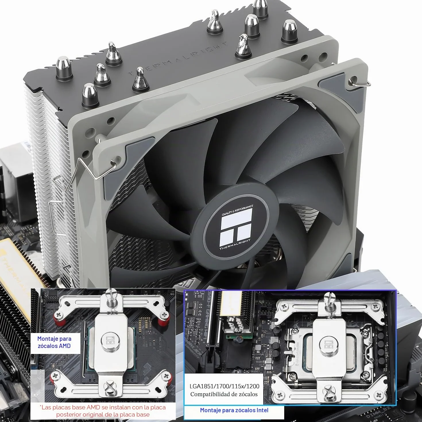 TR-Thermalright Assassin King 120 SE Enfriador de CPU - 5 tubos de calor, 1550 U/min, ventilador de CPU silencioso de 120 mm, para AM4/AM5, Intel LGA1851/1700/115x/1200, Enfriador de PC de 148 mm de