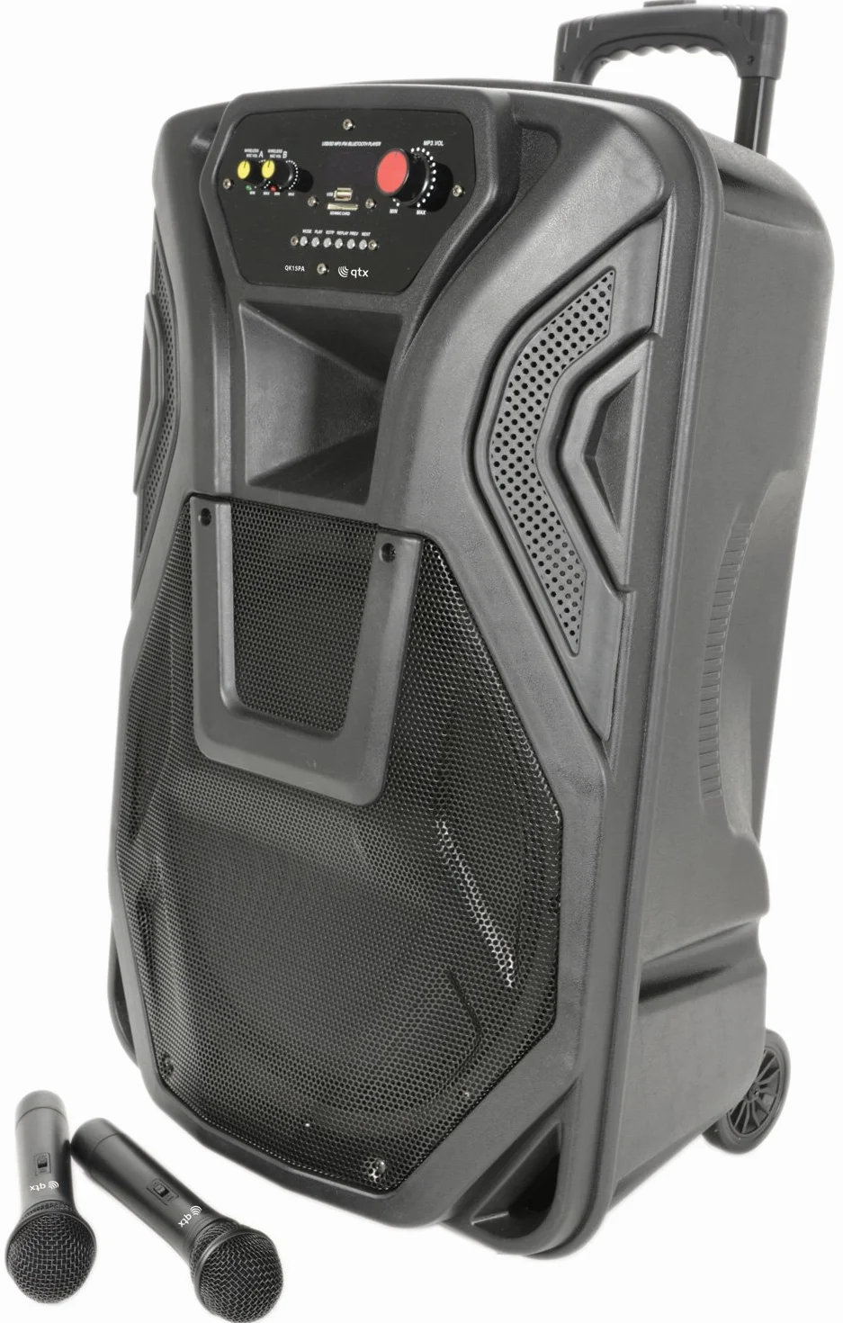 QTX músicos callejeros de 15 Pulgadas – Sistema de megafonía con micrófonos VHF, Reproductor Multimedia y Bluetooth