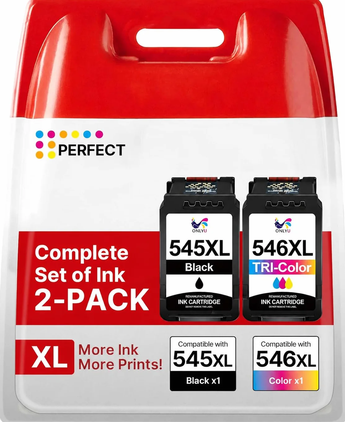 ONLYU PG545XL CL546XL Cartuchos de Tinta Remanufacturado para Canon 545 546 XL Compatible con Pixma TS3350 TS3150 TS3450 TS3351 MG2550S MG2550 MG2950 TR4650 TR4550 TR4551 MX495 (Negra y Color)
