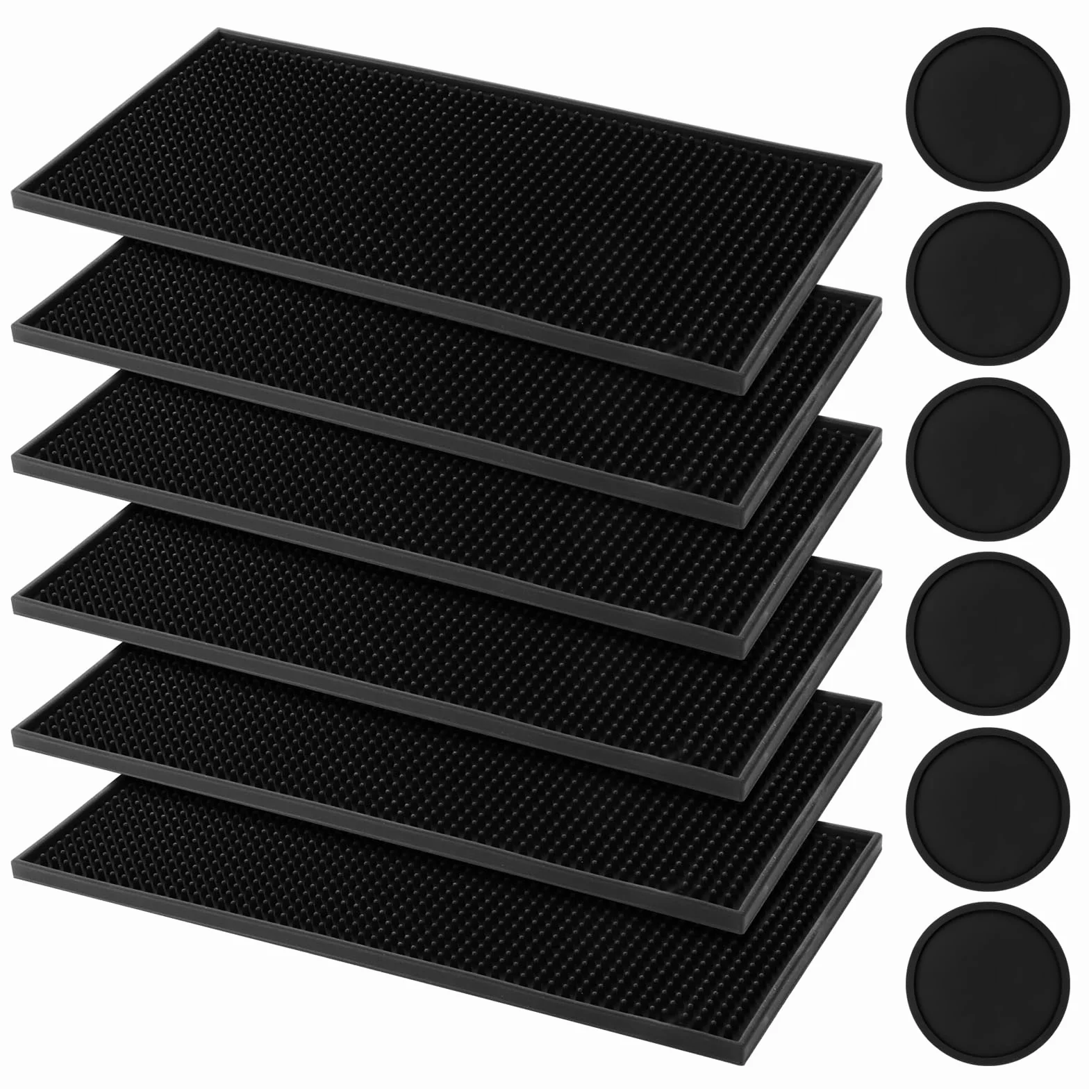 Alfombrillas de silicona para bar 30x15 cm, 6 posavasos de goteo
