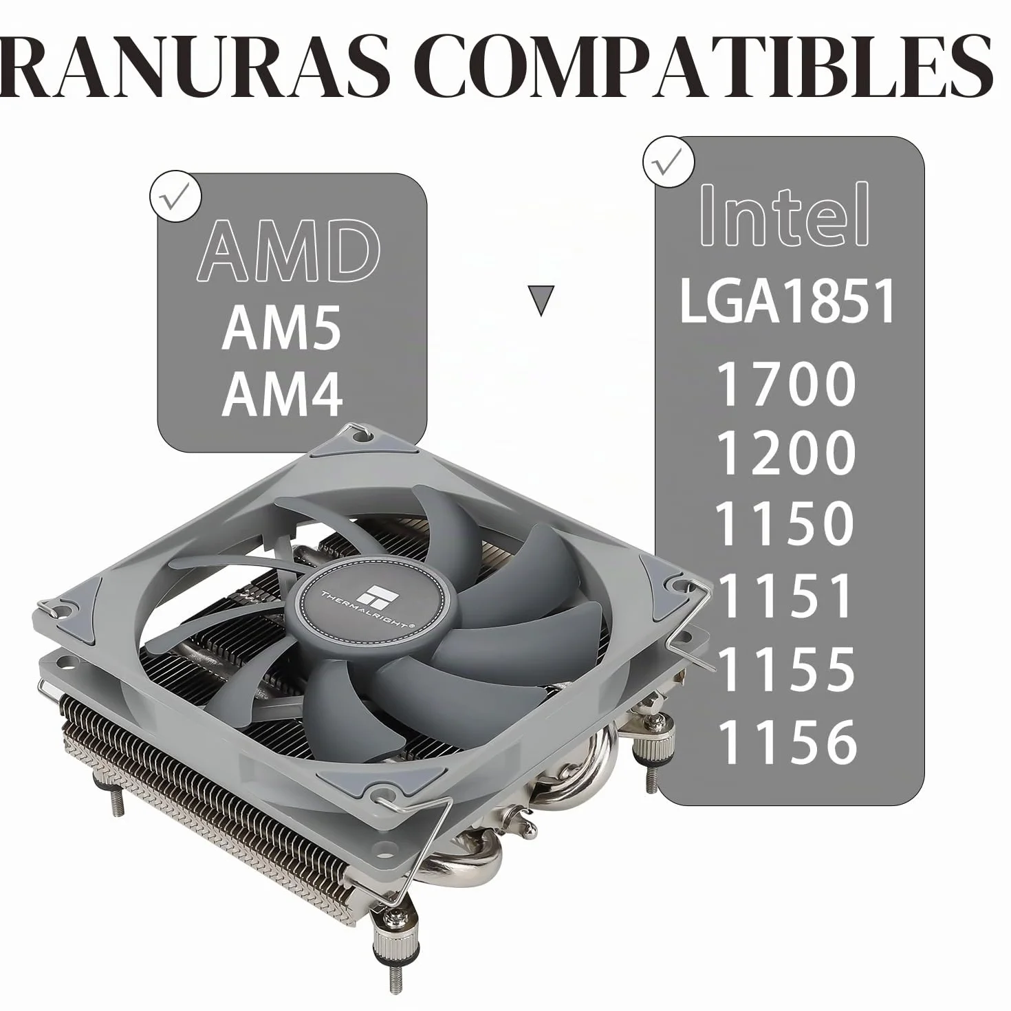 TR-Thermalright AXP90 X36 Refrigerador de CPU - 4 Tubos de Calor, Ventilador Silencioso de 92mm de Bajo Perfil-2700rpm, para AMD AM4/AM5, Intel LGA1851/1700/115x/1200, Refrigerador de PC de Bajo