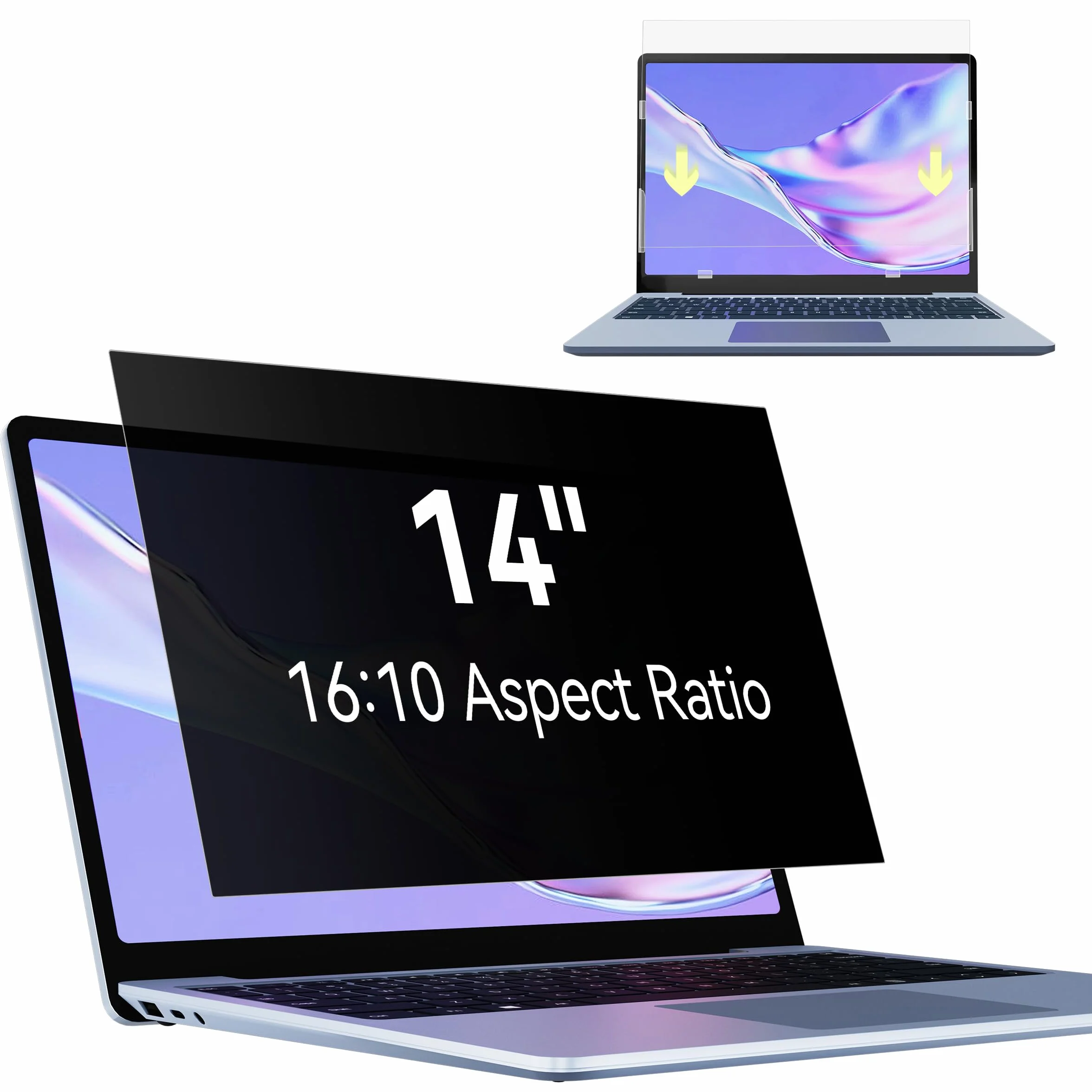 Filtro de privacidad de 14 pulgadas, 16:10, protector de pantalla de privacidad para ordenador portátil HP/Dell/Acer/Lenovo/Thinkpad, extraíble antiespía y luz azul