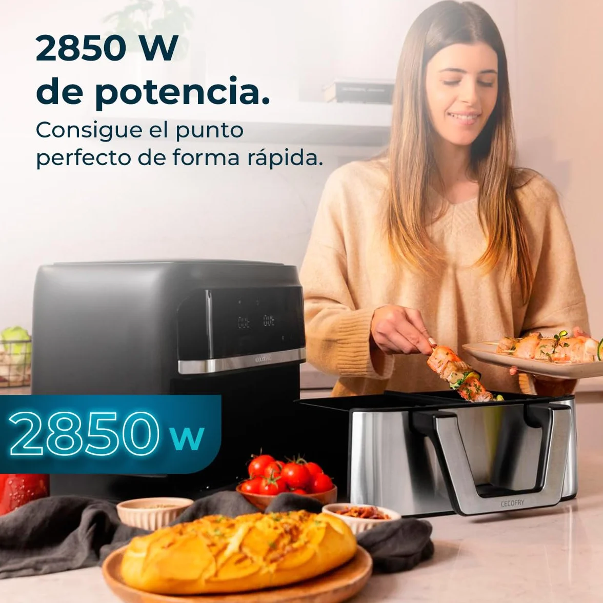 Cecotec Cecofry Dual 9000 Freidora de Aire sin Aceite 9L 2850W
