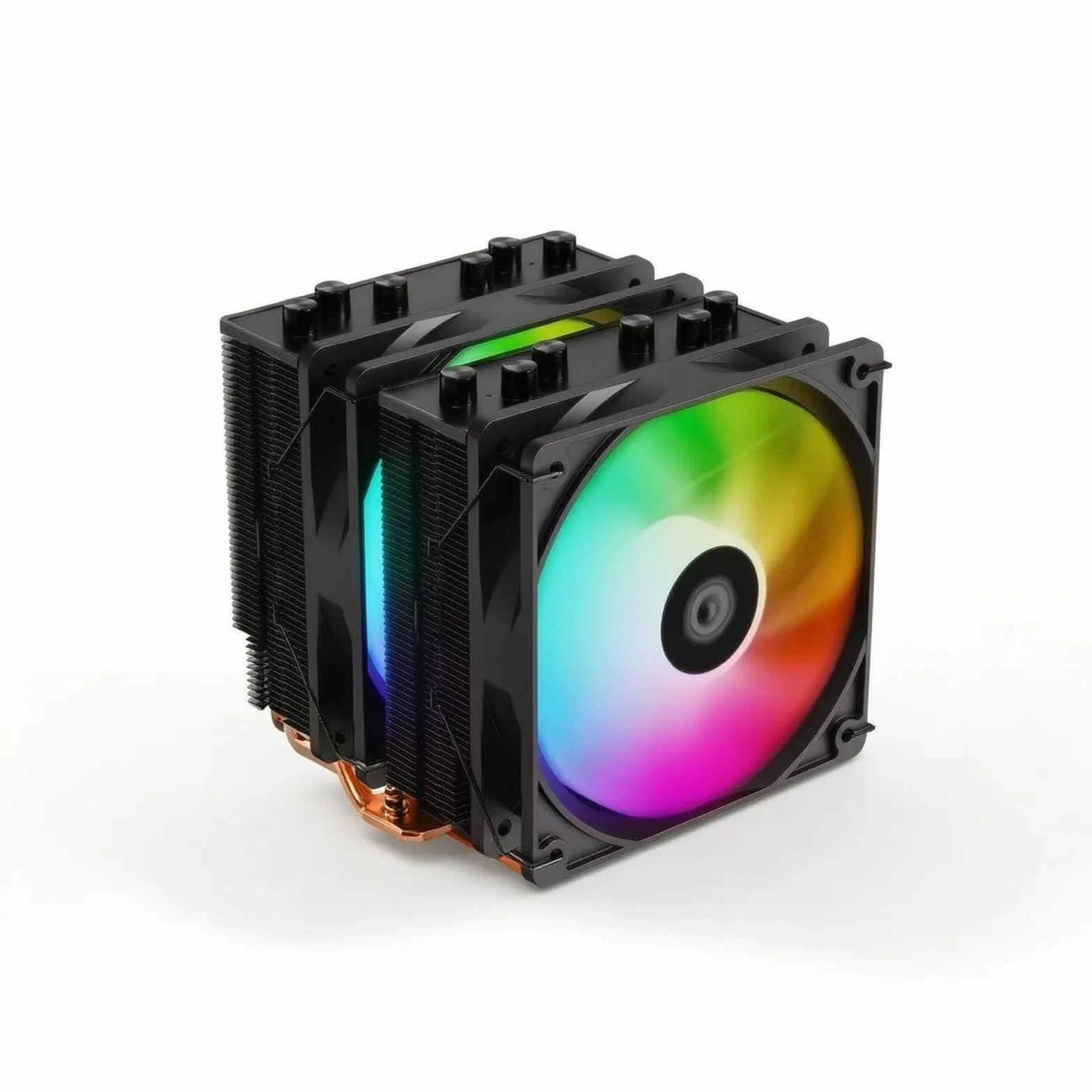 Refrigerador CPU Doble Torre Compacto Disipador Térmico CPU con Dos Ventiladores Antivibración Disipador con Dos Ventiladores para Jugadores, SE-55 ARGB Negro