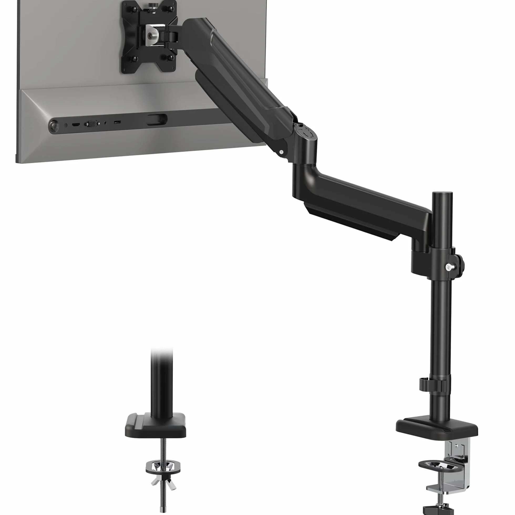 BONTEC Soporte Monitor de Escritorio, Brazo Monitor con Resorte de Gas y Poste para Pantallas de 13 a 34 Pulgadas, VESA 75/100 mm, Capacidad 9 kg, Inclinación, Giro, Rotación, Gestión de Cables