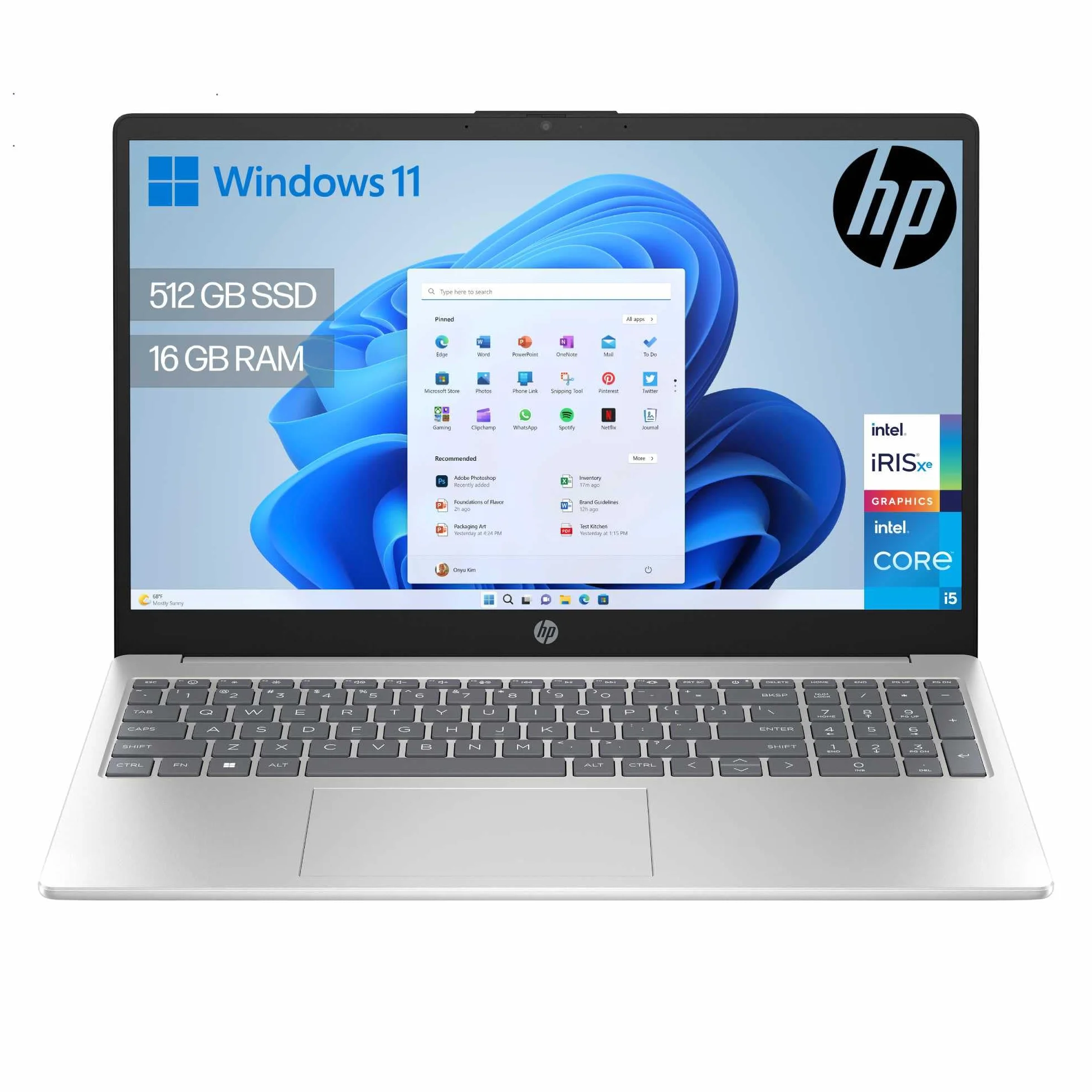 HP 15-fd0376ns- Ordenador portátil de 15.6" FHD (Intel Core i5-1334U, 16GB RAM, 512GB SSD, Intel Iris Xe Graphics, Windows 11) Plata - Teclado QWERTY Español