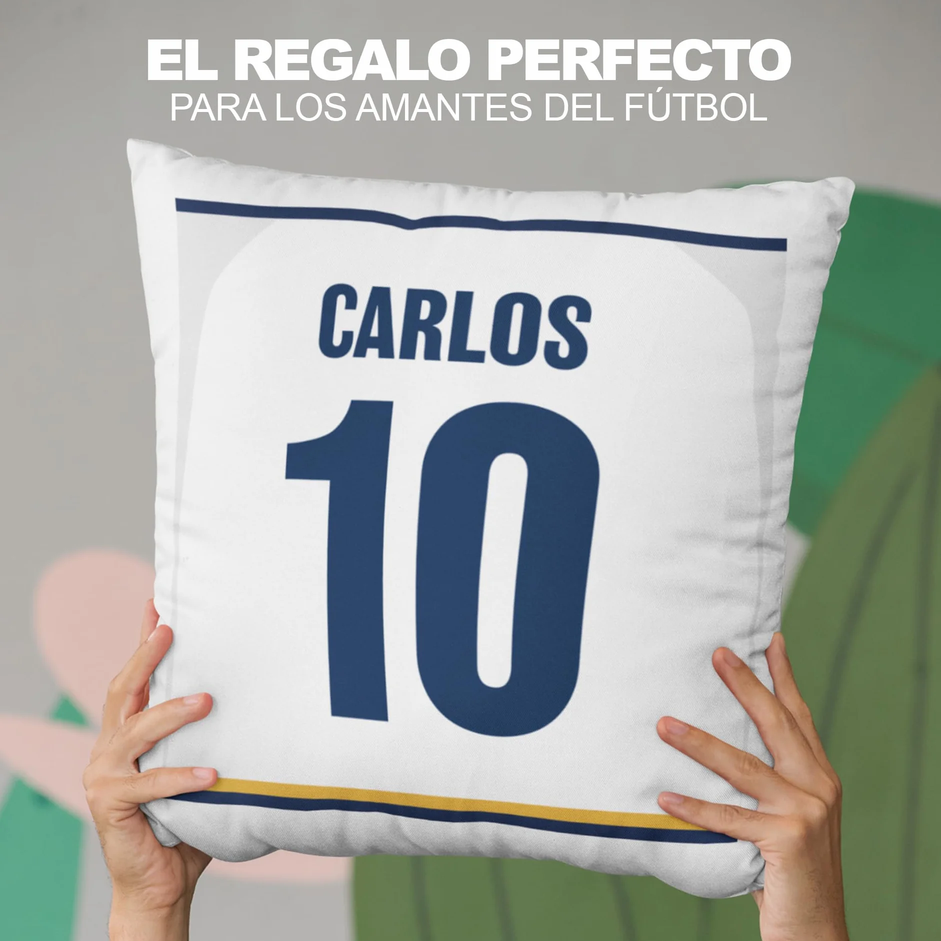 Cojín Personalizado Fútbol Doble Cara 40x40 cm Regalo Aficionados Madrid