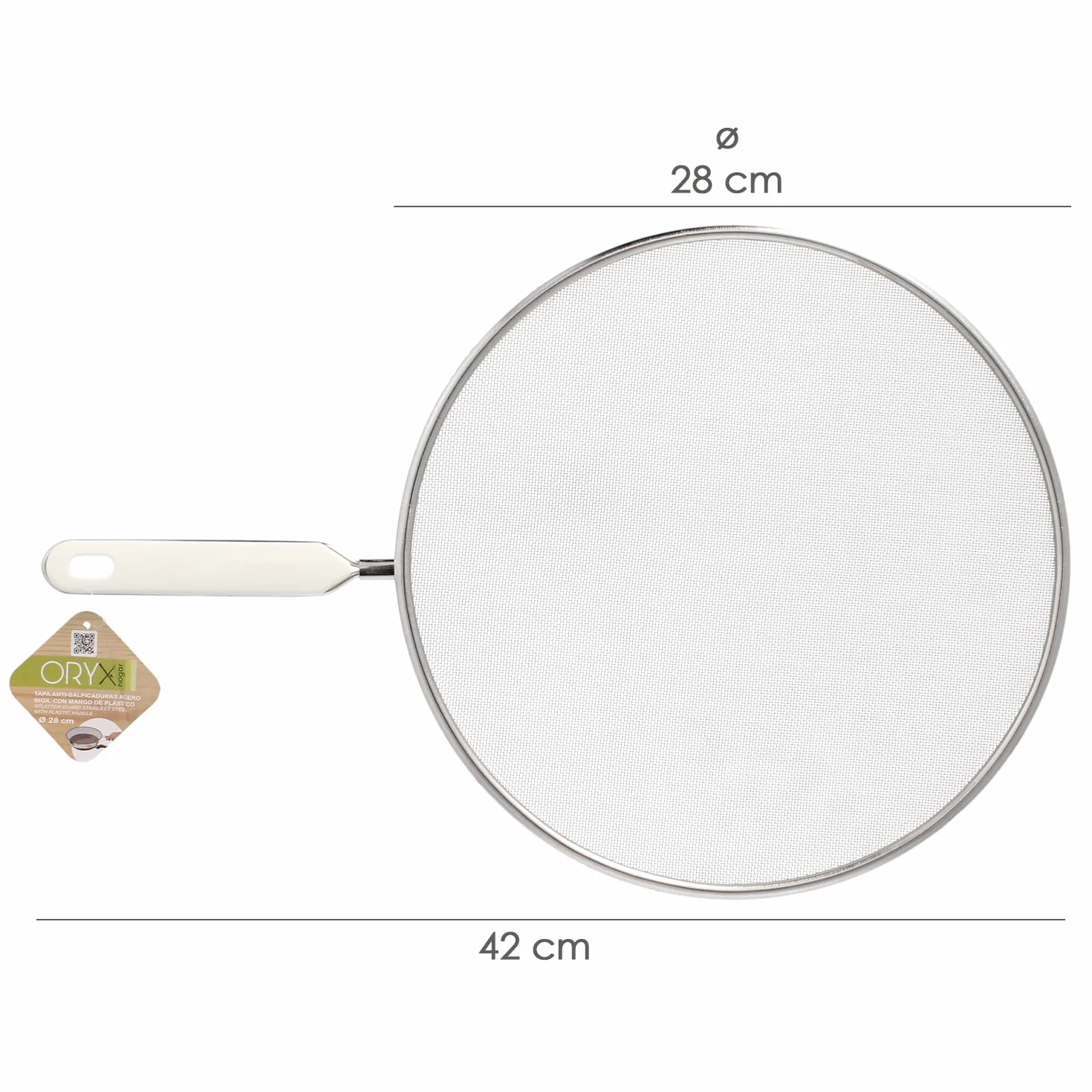 Tapa Anti Salpicaduras Ø 28 cm Malla Acero Inoxidable