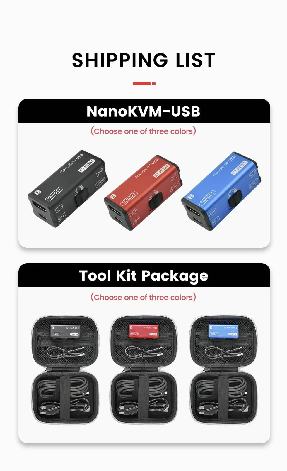 Sipeed NanoKVM-USB - Juego de mantenimiento de servidores, colaboración multidispositivo, KVM USB 4K de bolsillo para SBC, conmutador USB A, captura de vídeo 1080P, HDMI 4K en y salida de bucle (Kit1