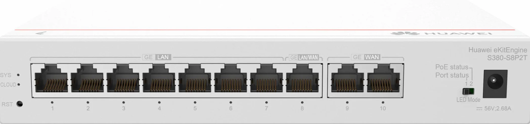 HUAWEI Switch - 8 Port S380-S8P2T 2 GE WAN, 8GE, LAN(