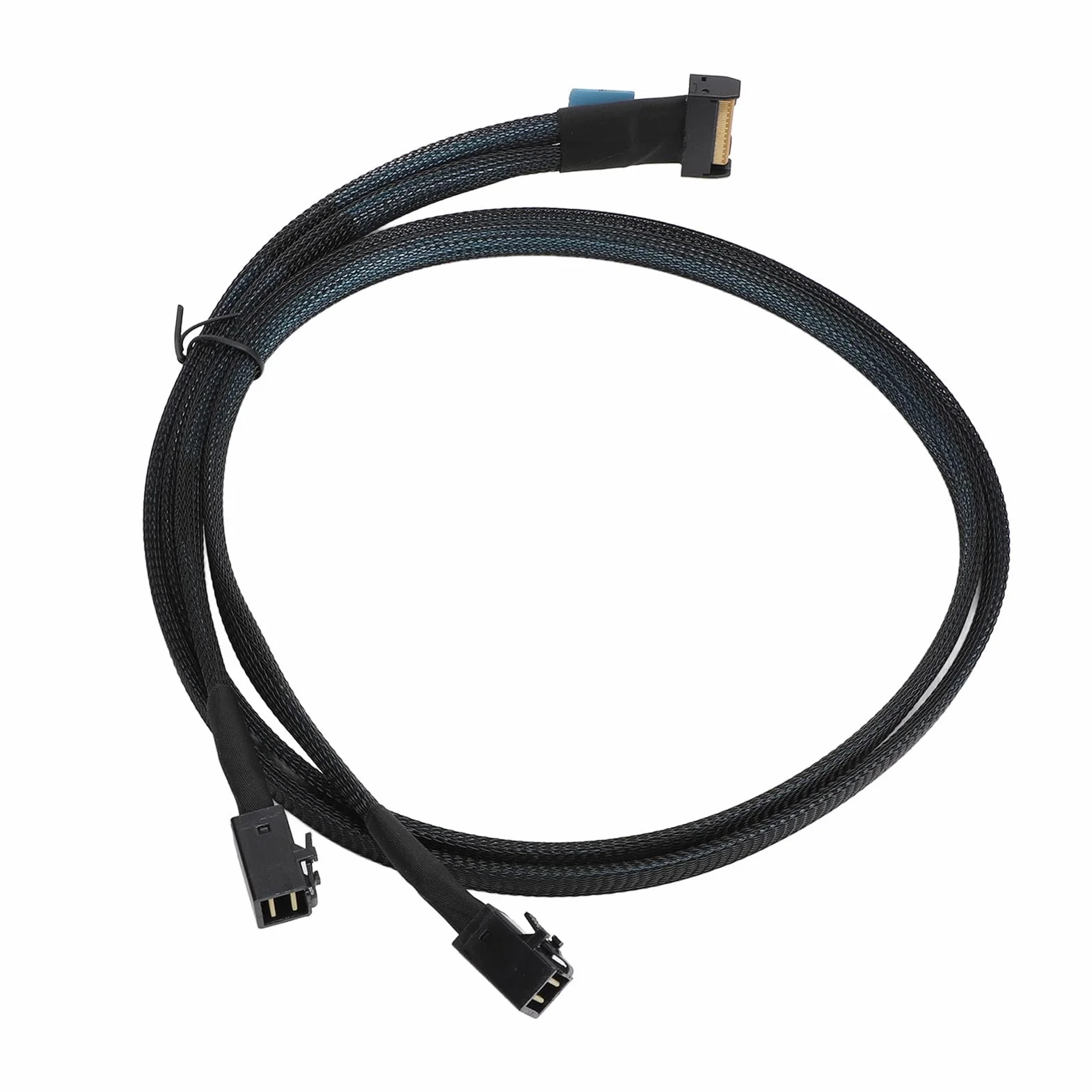 PUSOKEI Cable MCIO 8i a 2*SFF-8643, Cable MCIO X8 de 74 Pines a Mini SAS HD SFF-8643, Compatible con SCSI (SAS), PCIE 5.0, Transferencia 32GT/s, para Centro de Datos de Servidor (31,5)