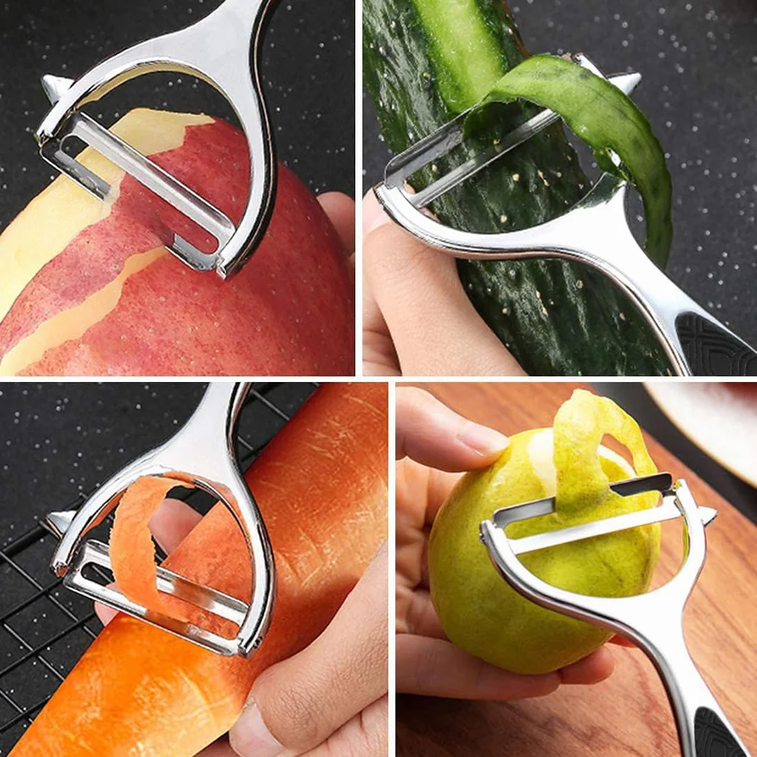 Pelador de Verduras Acero Inoxidable, Cuchilla Giratoria Mango Ergonómico