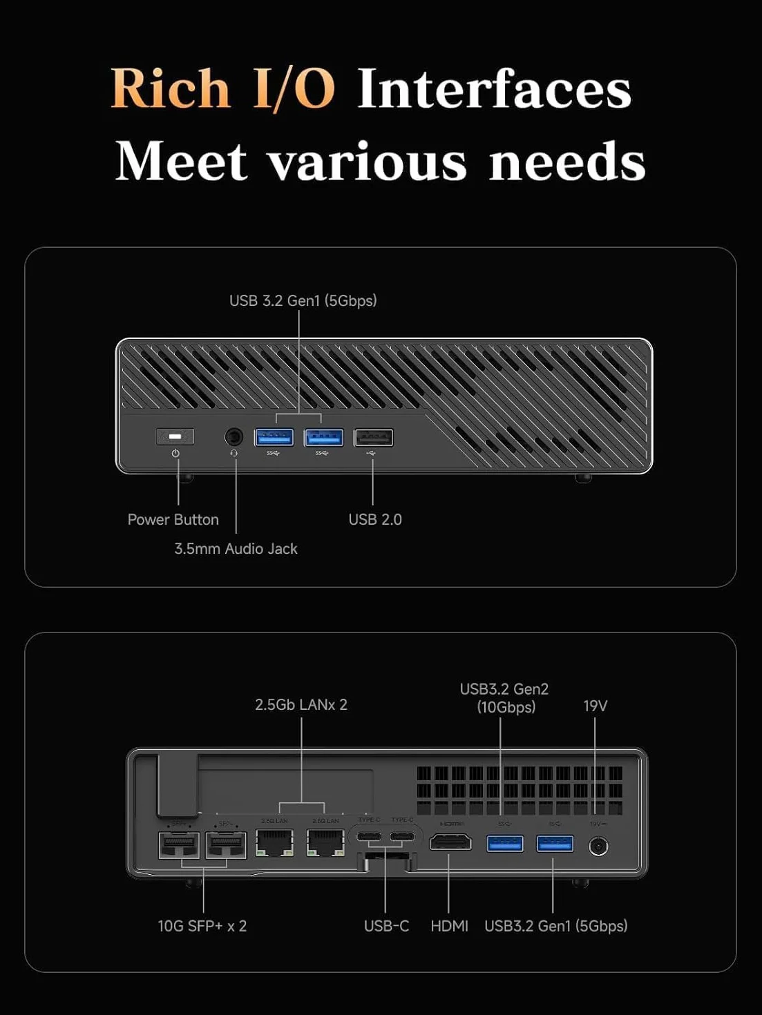 MINISFORUM MS-A2 Mini PC, AMD Ryzen 9 9955HX (16 núcleos/32 subprocesos, a 5,4 GHz), 32 GB DDR5, SSD de 1 TB, PCIe x16, HDMI/2 USB-C 8K a 60 Hz 2 SFP+ 10G, 2 LAN 2.5 GbE, 3 SSD M.2