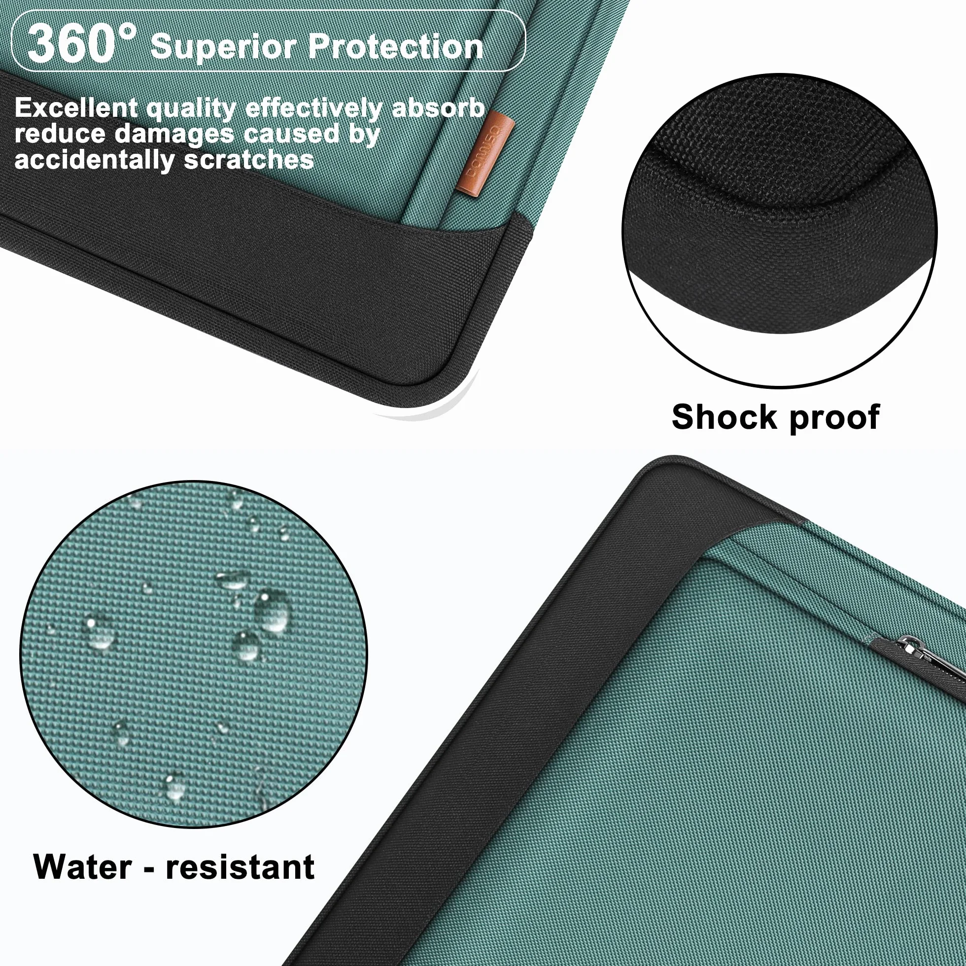 DOMISO Funda Portátil 13,5-14 Pulgadas Maletín Bandolera Gran Capacidad, Compatible con MacBook Dell HP Lenovo ASUS, Verde