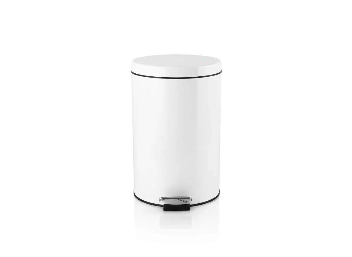 HERSIG - Papelera de Baño con Pedal, Capacidad de 3L, Cubo de Basura en Metal de Alta Resistencia, Tapa Anti-Atasco y Base Estable Antivuelco (Blanco)