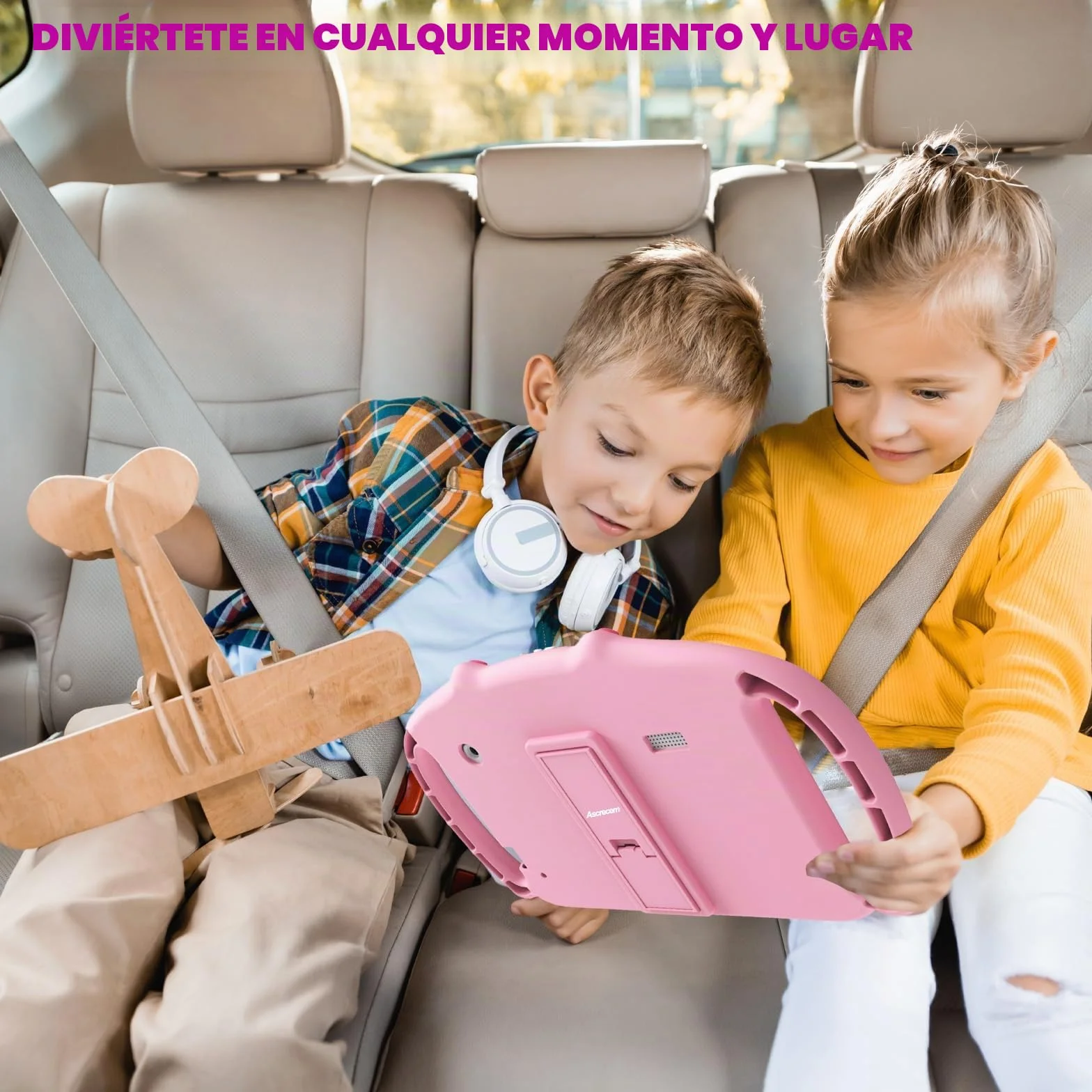 ascrecem Tablet Niños 7 Pulgadas Android Tablet Infantil con WiFi Doble Cámara Control Parental Quad Core 2GB RAM 32GB ROM Juegos Educativos Tableta Bebe de 3 a 14 años Chica Chico (Rosa)