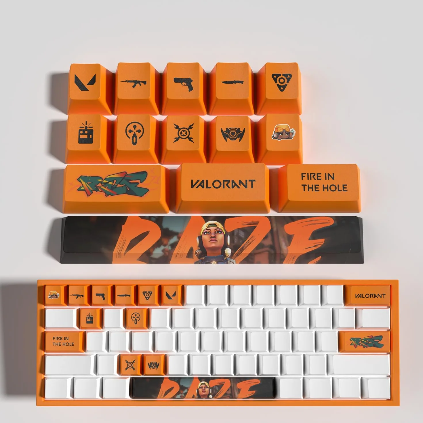 Valorant Raze - Juego de 14 llaves de repuesto temáticas, diseño ergonómico perfil OEM en PBT, una actualización estética para teclado mecánico